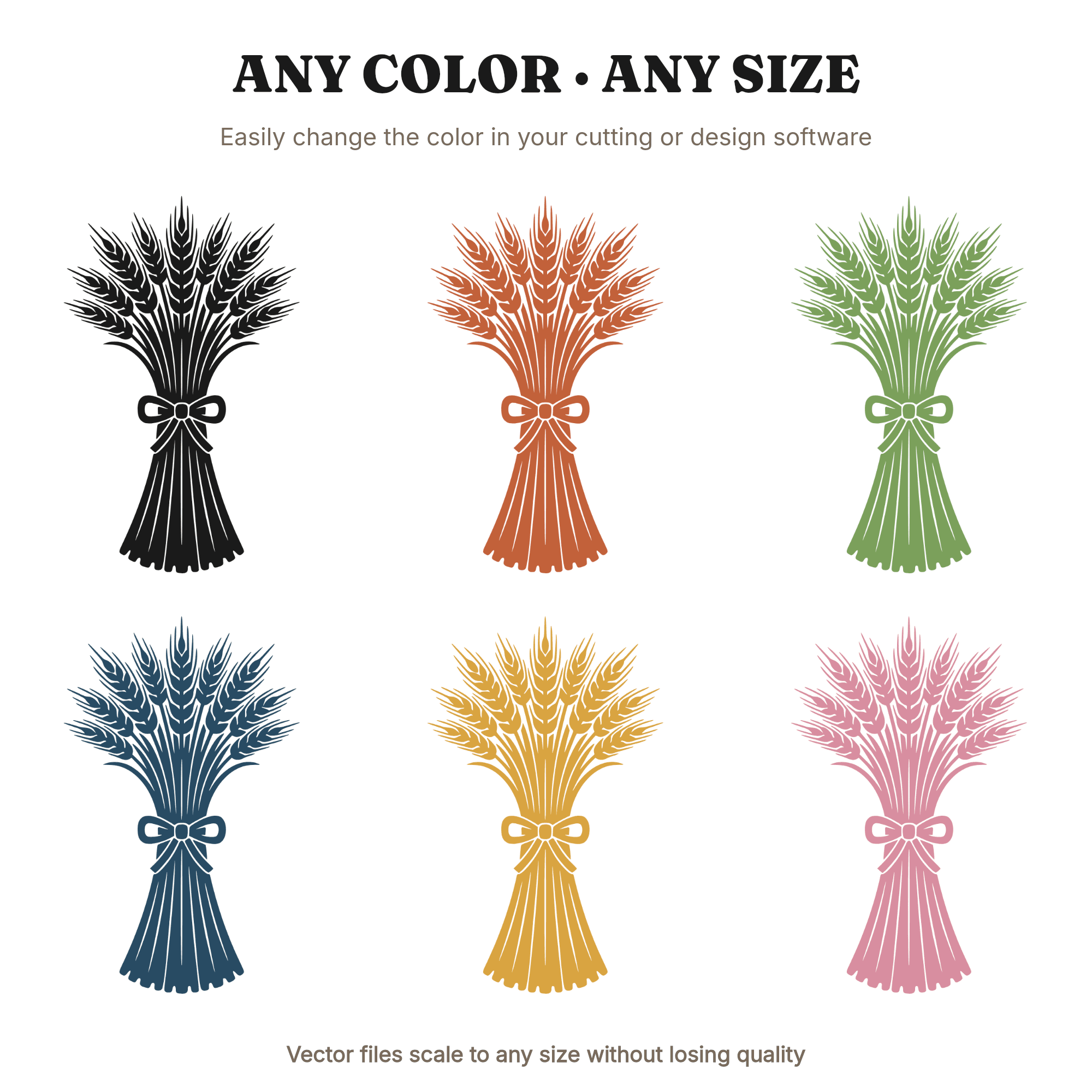 Summer Solstice Wheat Sheaf SVG PNG, Harvest Bundle Line Art, Farmhouse Decor Cut File — view 2