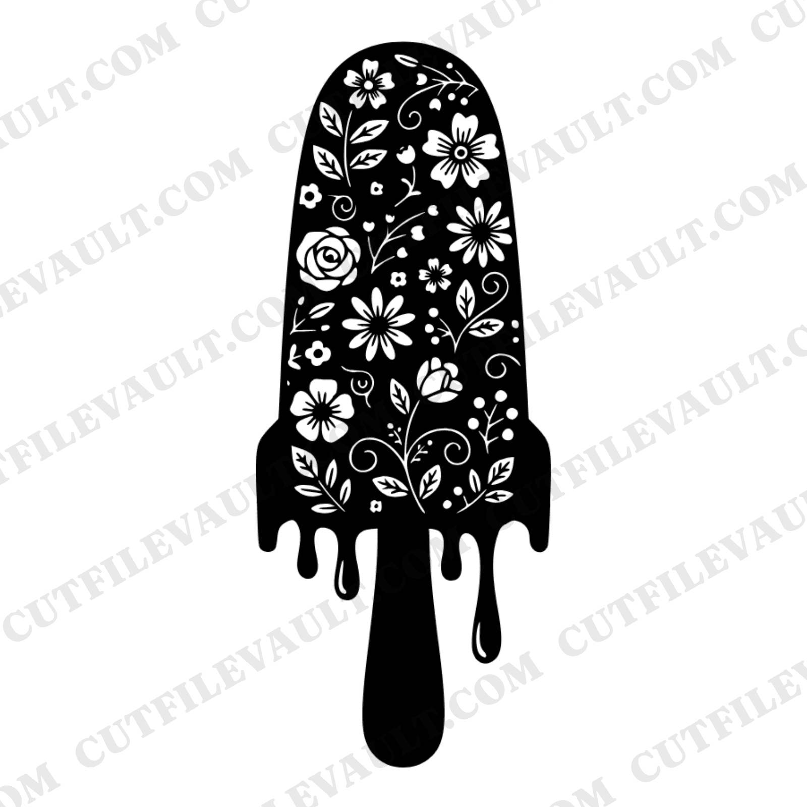 Patriotic Rocket Popsicle SVG PNG, Floral Summer Americana Cut File, 4th of July Cottage Craft — view 1