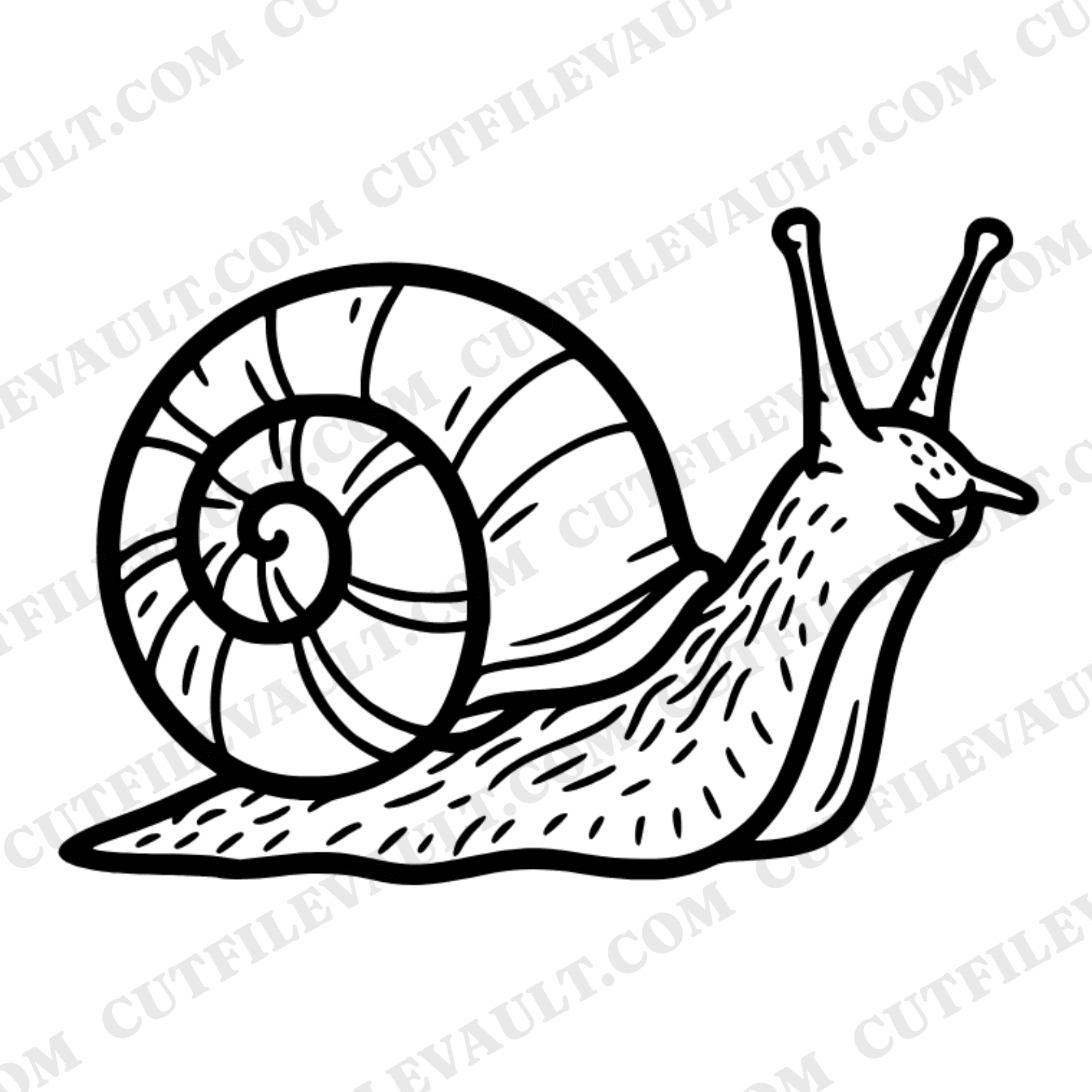 Summer Solstice Garden Snail SVG PNG, Scandinavian Line Art Spiral Shell Cut File for Cricut — view 1