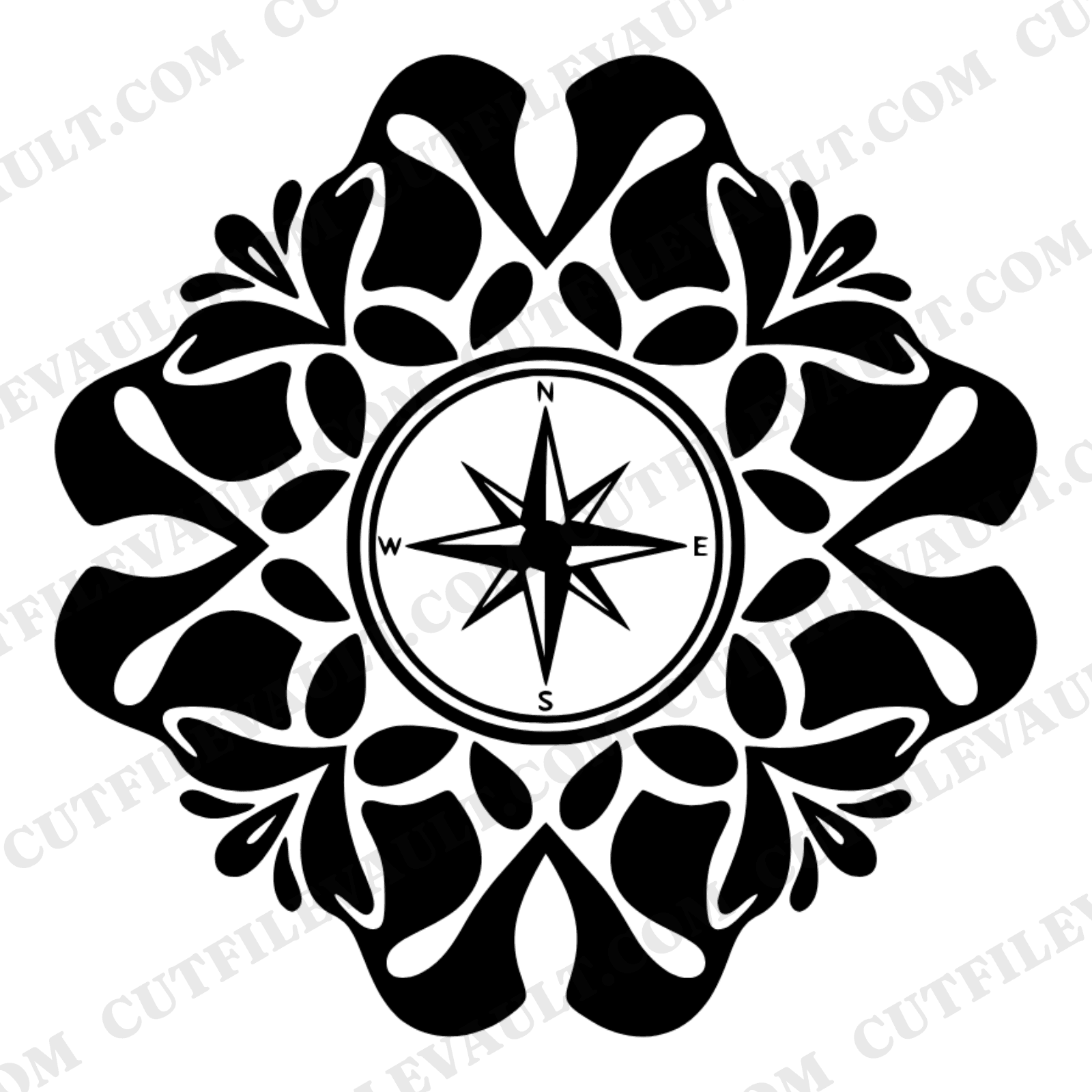 Vintage Compass Mandala SVG PNG Father's Day Cut File Silhouette Design North Star Dad Gift — view 1