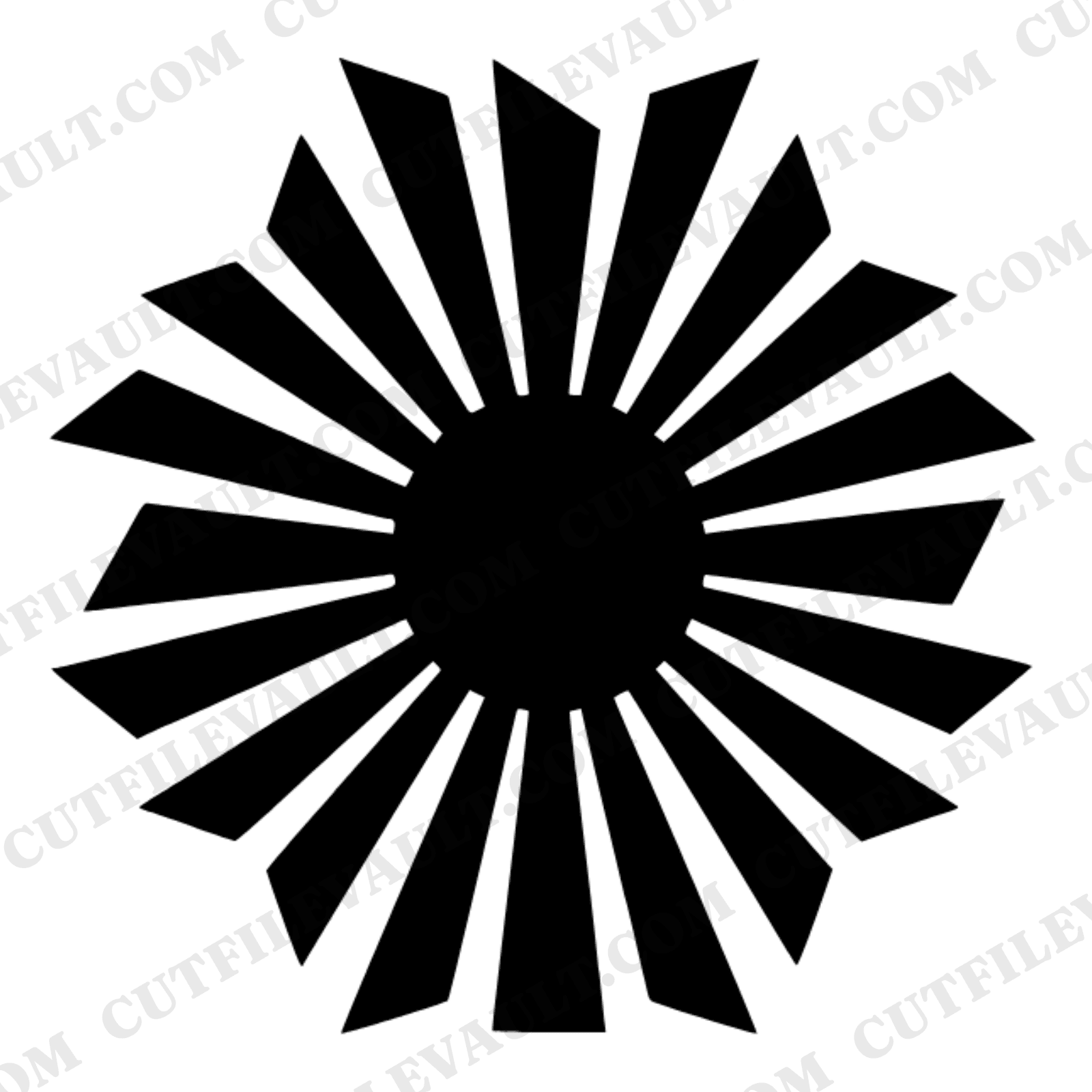 Art Deco Cufflink SVG PNG Geometric Sunburst Rays Father's Day Cut File Brutalist Design — view 1