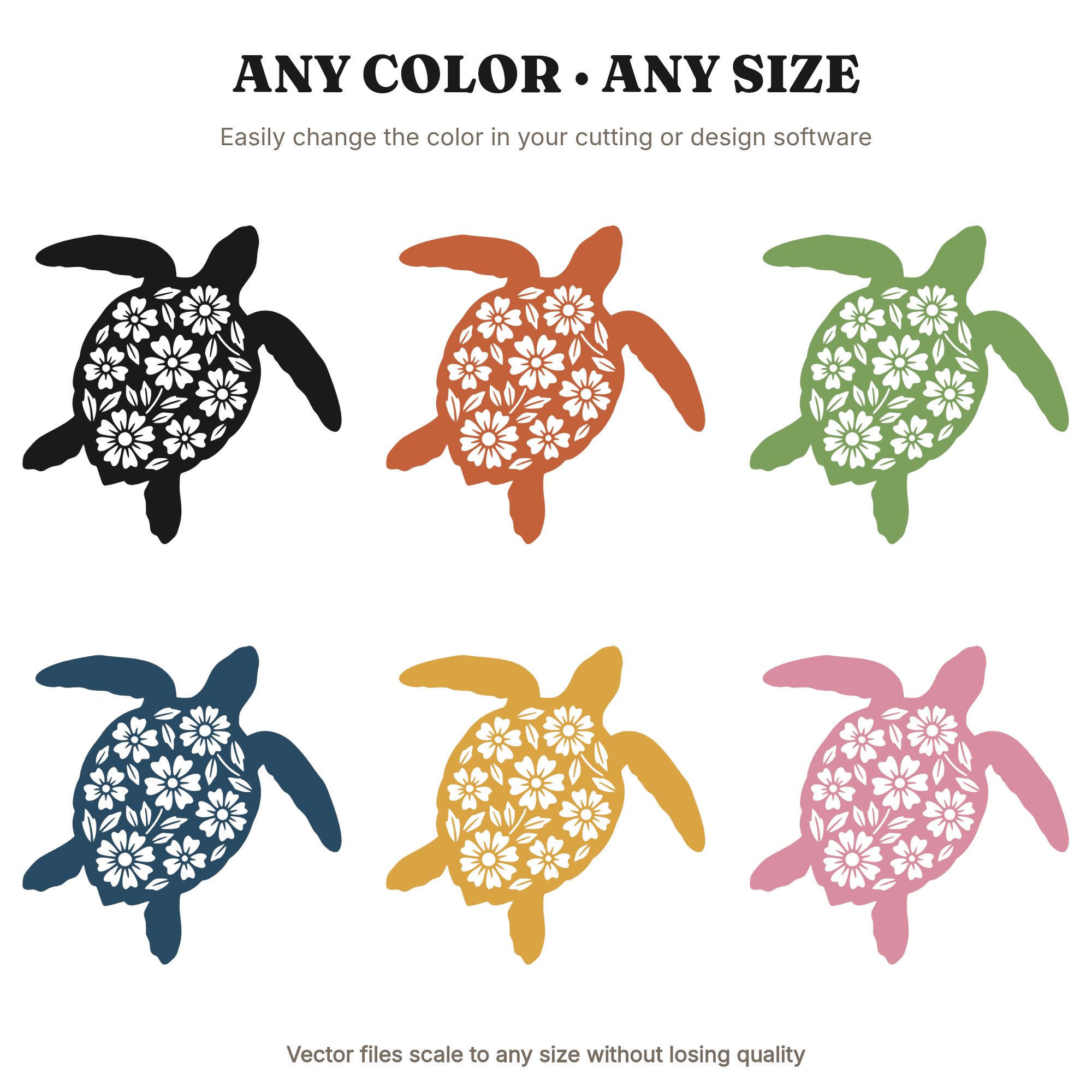 Summer Solstice Sea Turtle SVG PNG, Cottagecore Floral Turtle Cut File, Beach Ocean Vinyl Decal — view 2