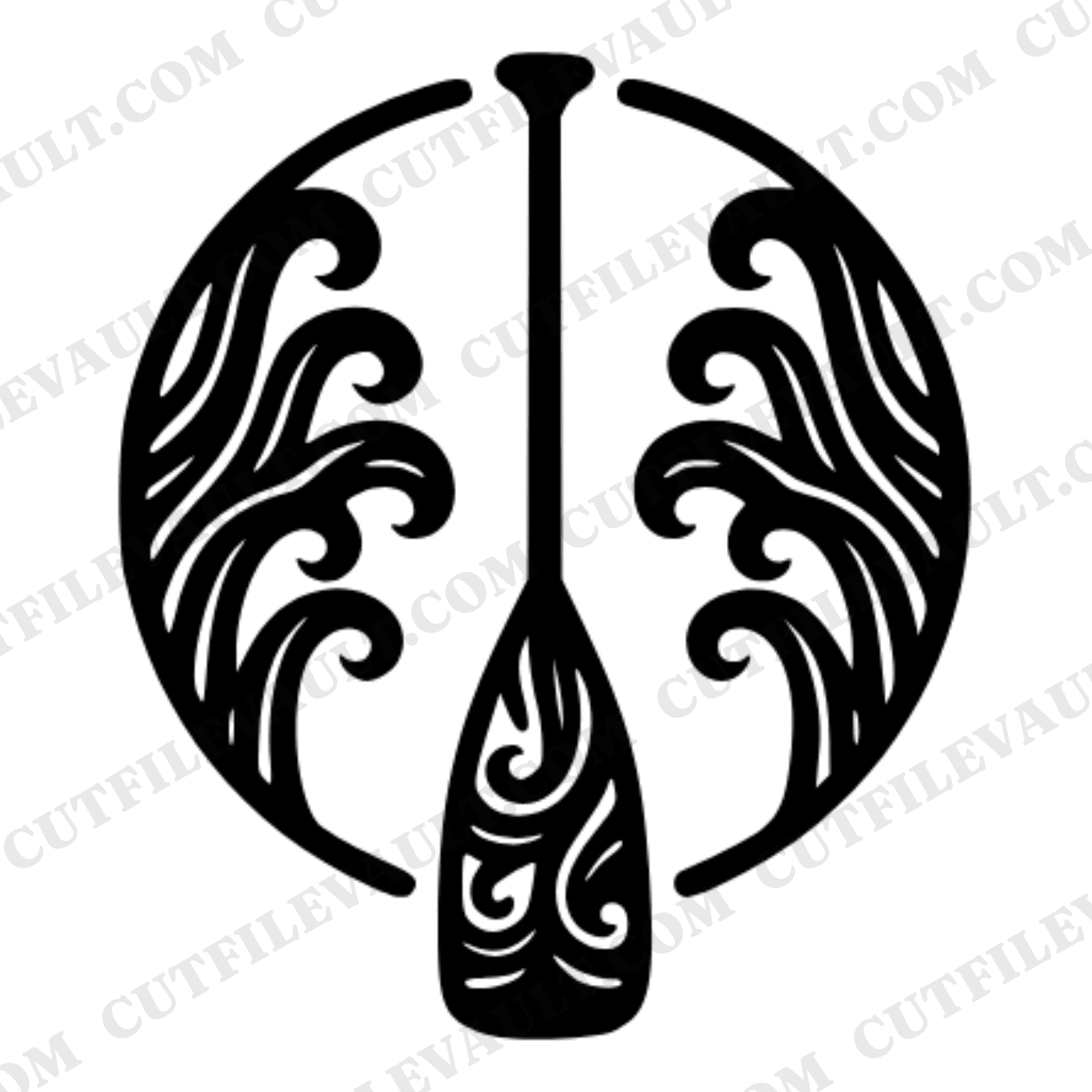 Retro Canoe Paddle SVG PNG, Fathers Day Medallion Cut File, 70s Symmetrical Silhouette Design — view 1