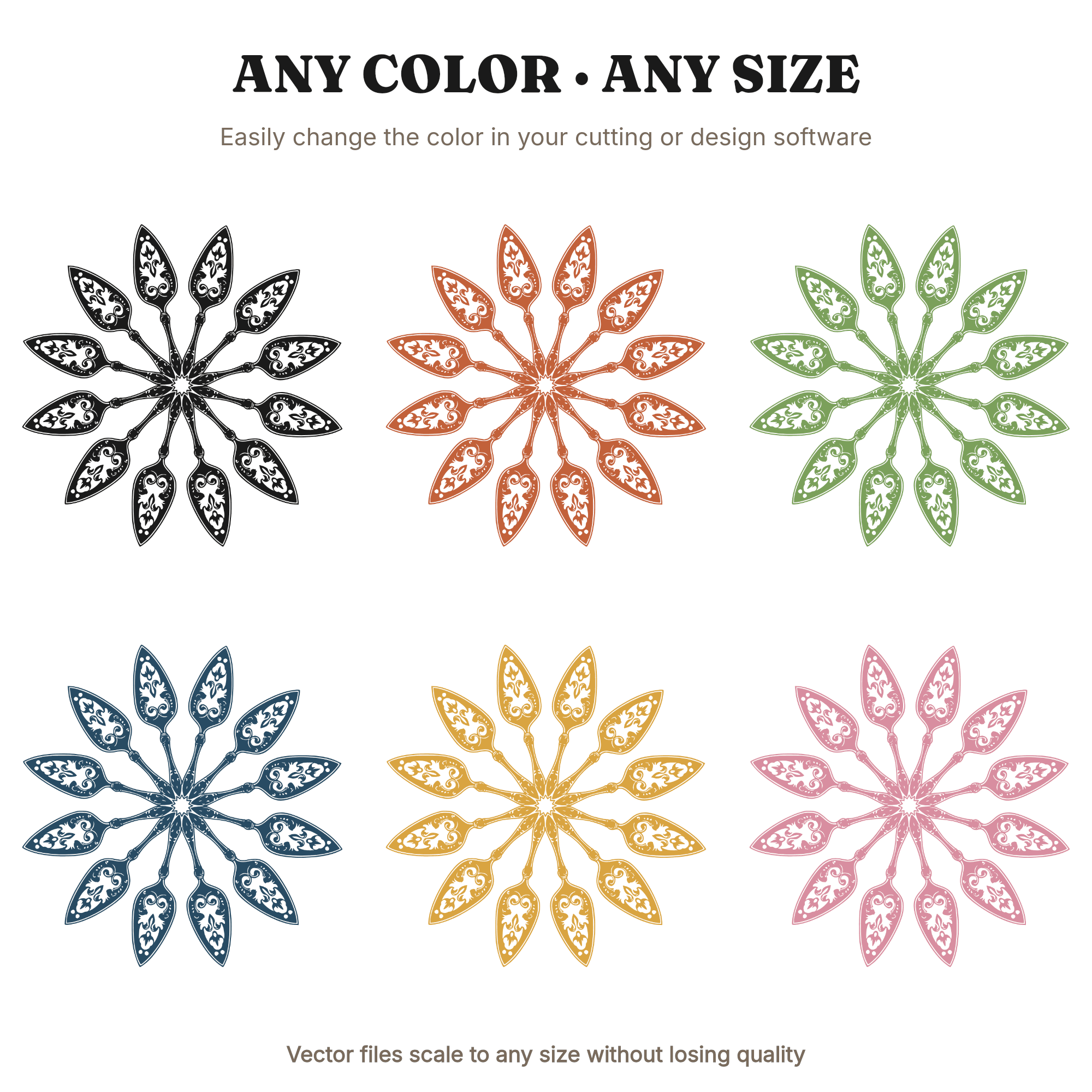Vintage Cake Server Mandala SVG PNG, Retro 70s Wedding Pinwheel, Bridal Shower Decor Cut File — view 2