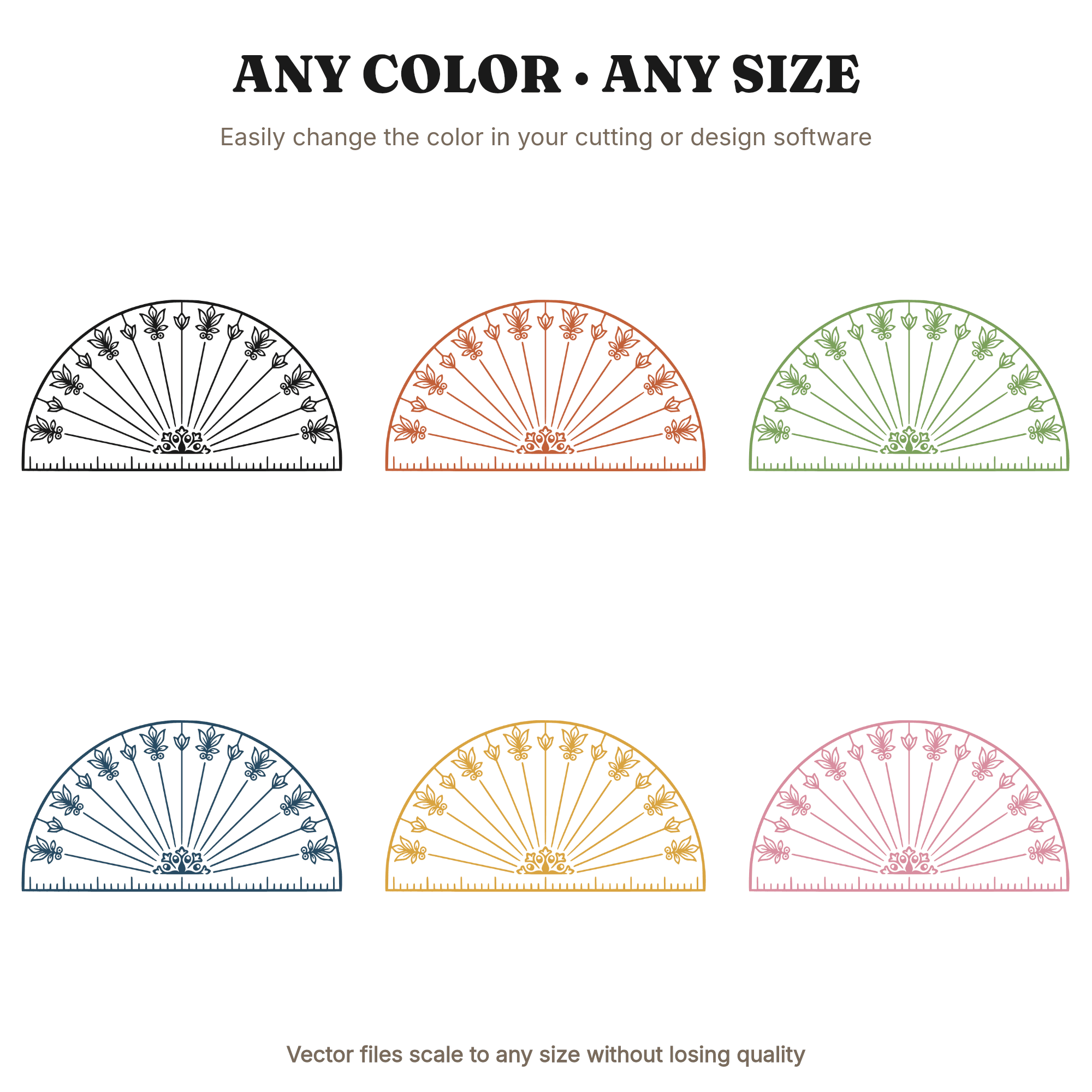 Protractor Sunburst Mandala SVG PNG, Back to School Math Geometry Cut File, Vintage Botanical Design — view 2