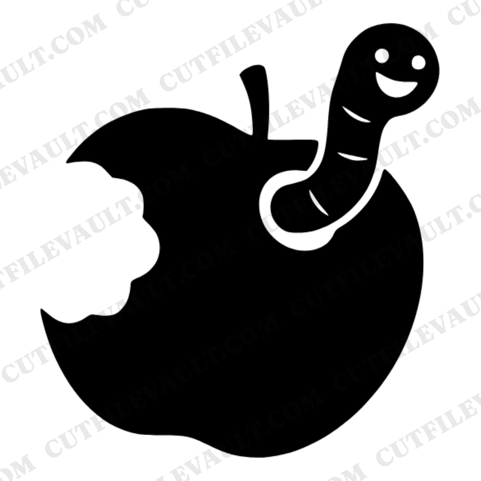 Tilted Apple with Worm SVG PNG, Back to School Apple Cut File, Hand Drawn School Lunch SVG — view 1