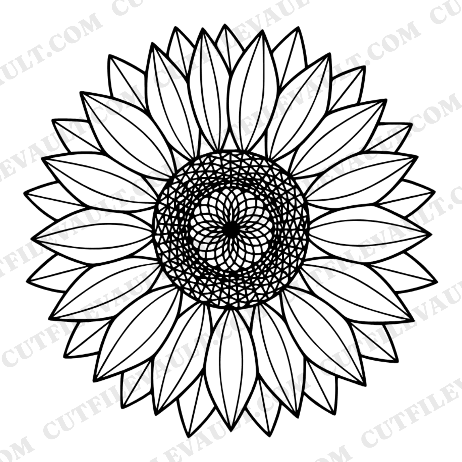 Summer Solstice Sunflower Mandala SVG PNG, Geometric Bloom Stained Glass Boho Cut File — view 1