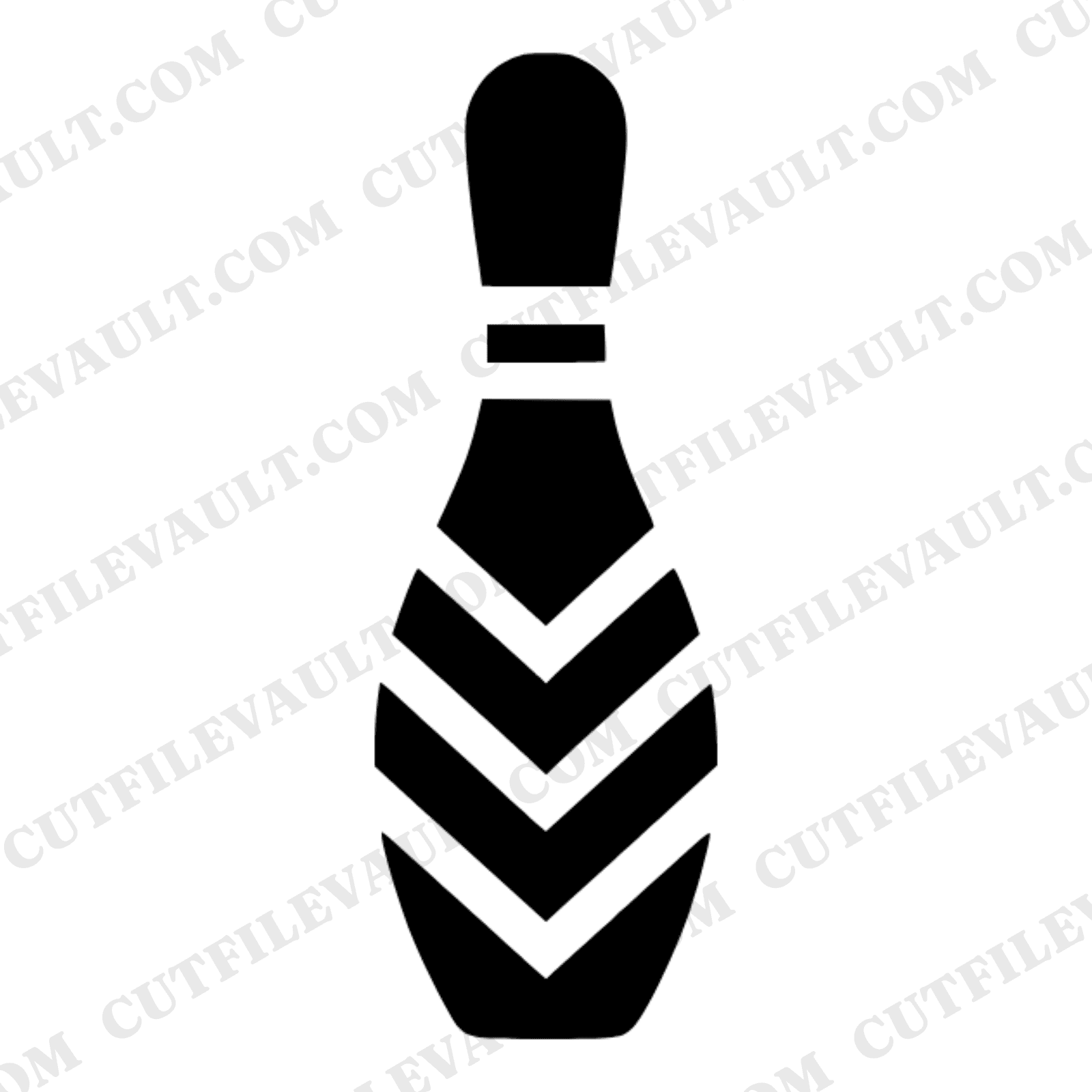 Vintage Bowling Pin SVG PNG Art Deco Chevron Silhouette Cut File Father's Day Retro Bowl Gift — view 1