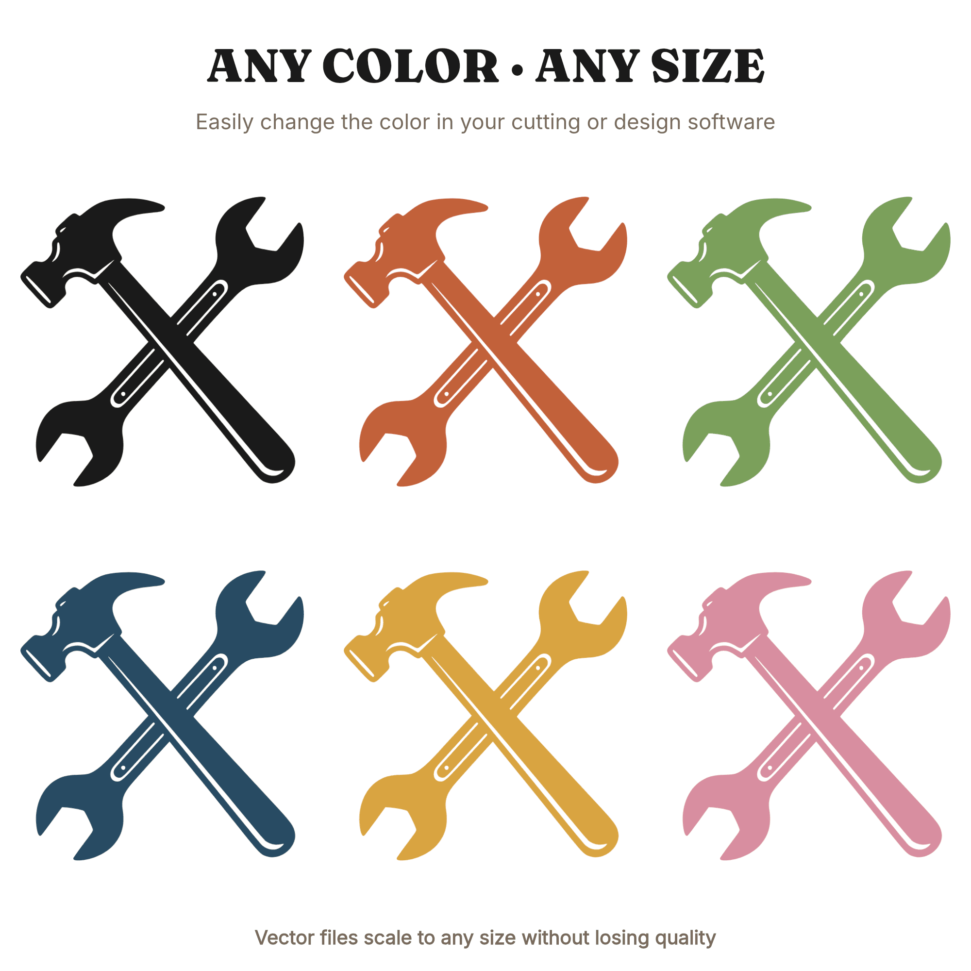 Labor Day Crossed Hammer Wrench SVG PNG Boho Blue Collar Worker Tools Cut File Tribute Design — view 2
