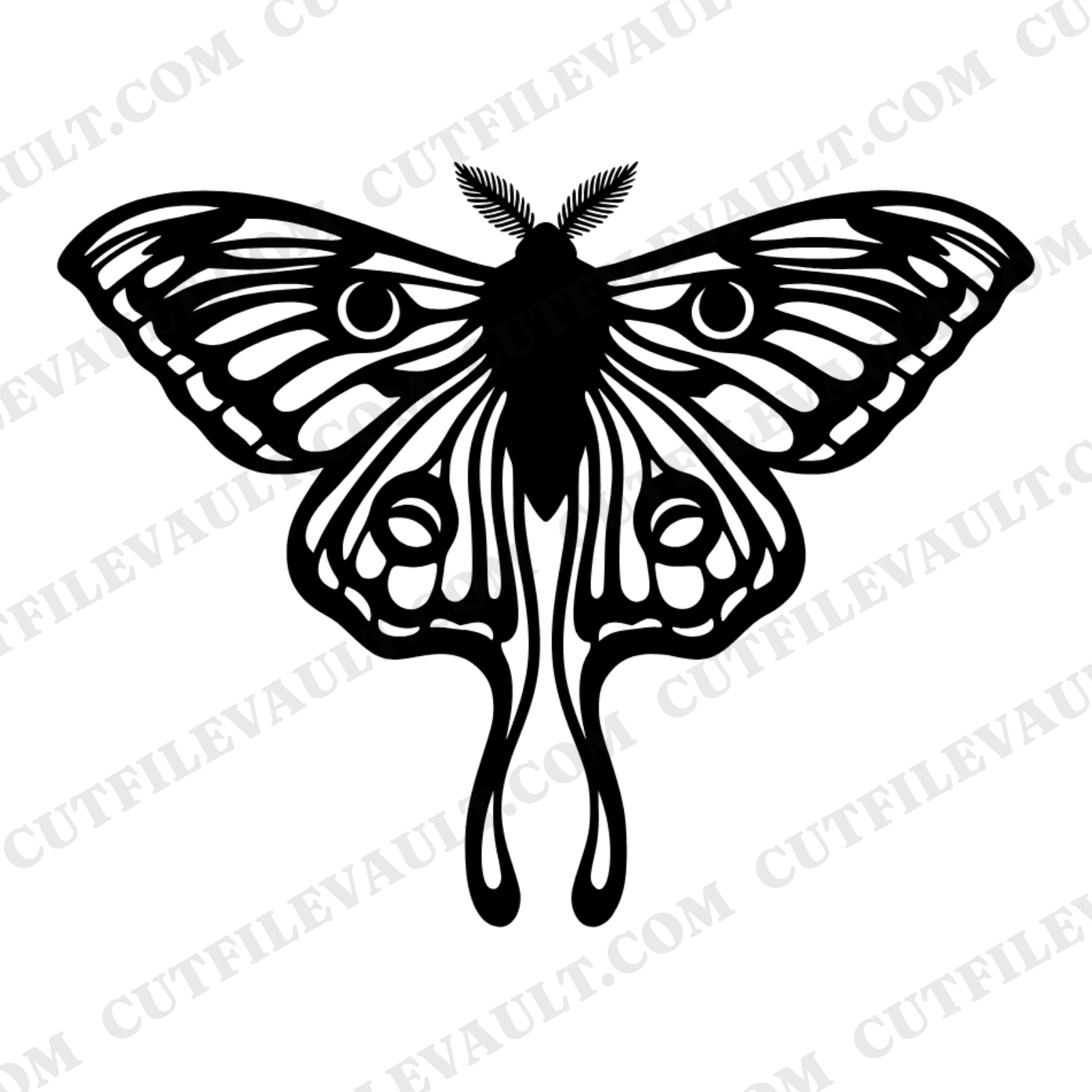 Celestial Luna Moth SVG PNG, Summer Solstice Retro 70s Wave Silhouette Cut File Cottagecore — view 1