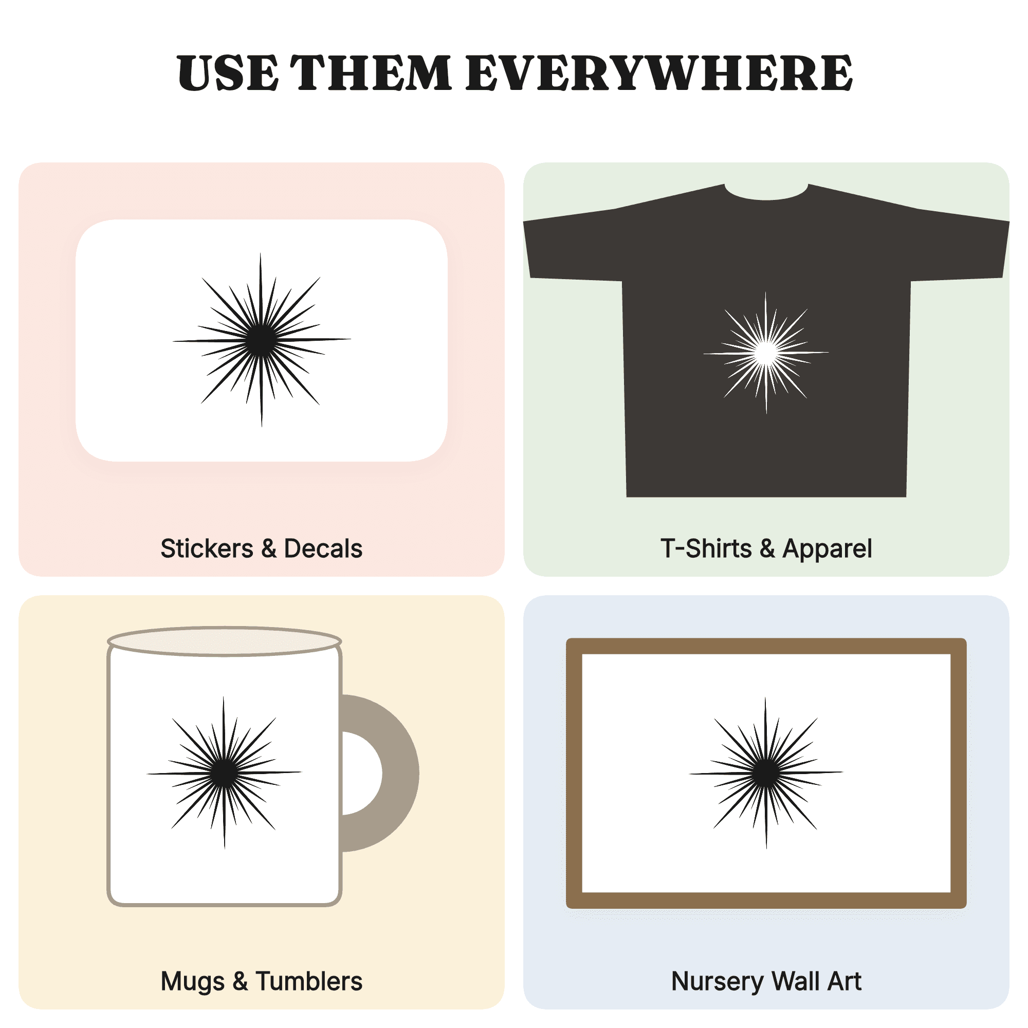 Fourth of July Sparkler Star SVG PNG, Starburst Firework Cut File, Patriotic Silhouette Design — view 3