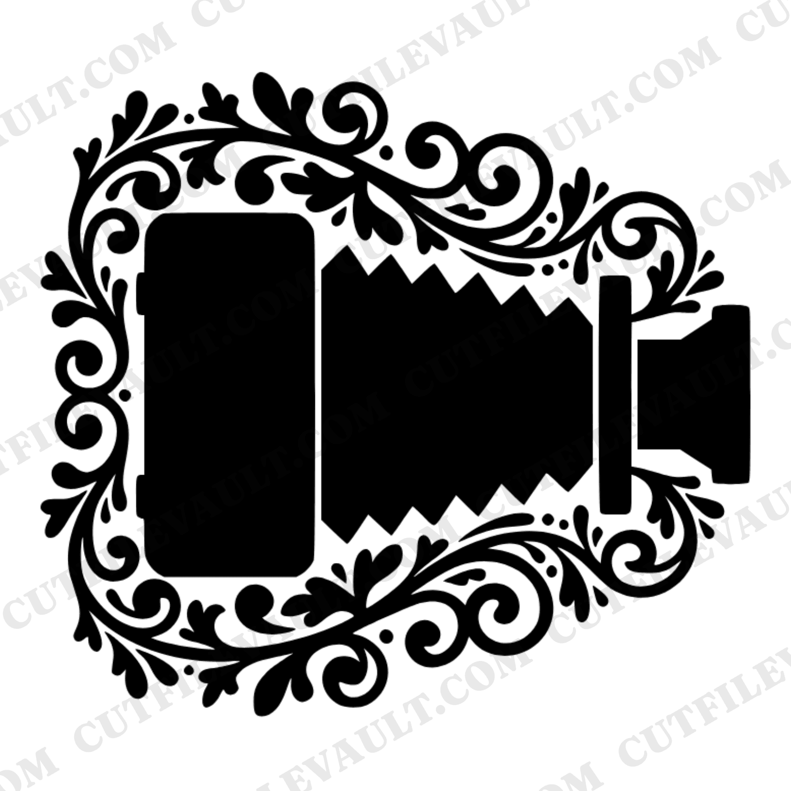 Vintage Bellows Camera SVG PNG, Boho Folk Art Camera Cut File, Memory Keeping Scrapbook Design — view 1