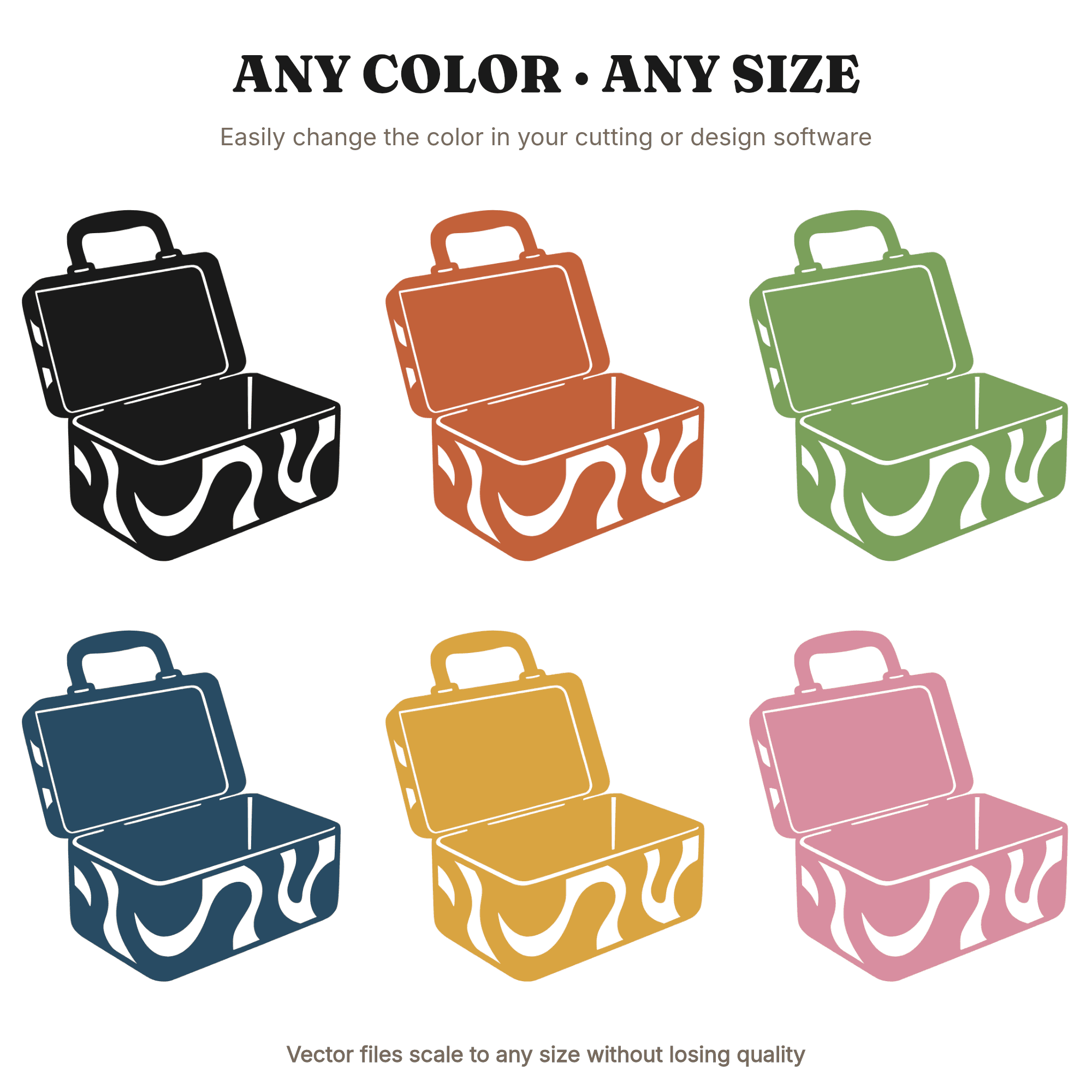 Groovy Open Lunchbox SVG PNG Retro 70s Curved Handle Back to School Vintage Lunch Box Cut File — view 2