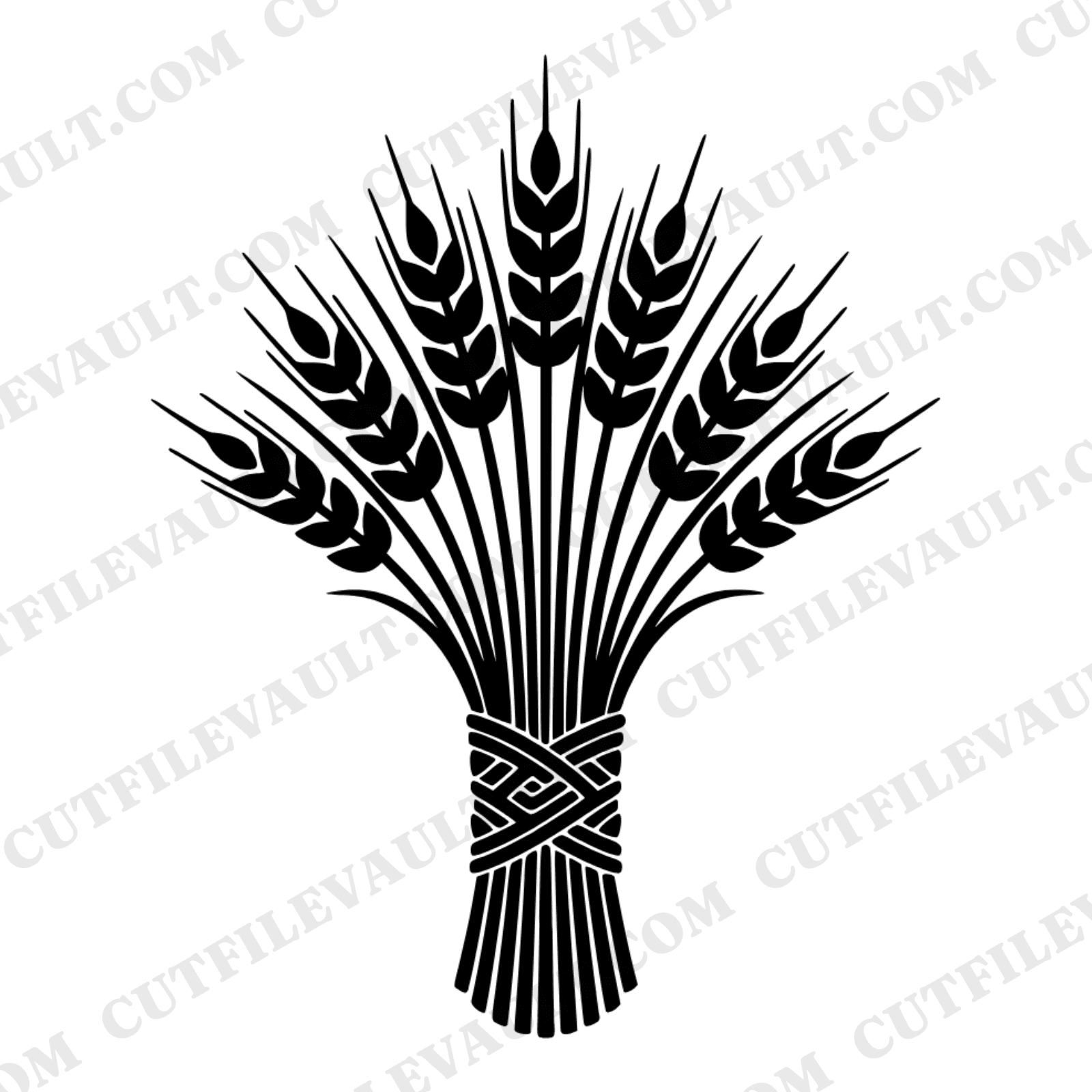 Summer Solstice Wheat Sheaf SVG PNG Art Deco Silhouette Cut File Farmhouse Harvest Decor Design — view 1