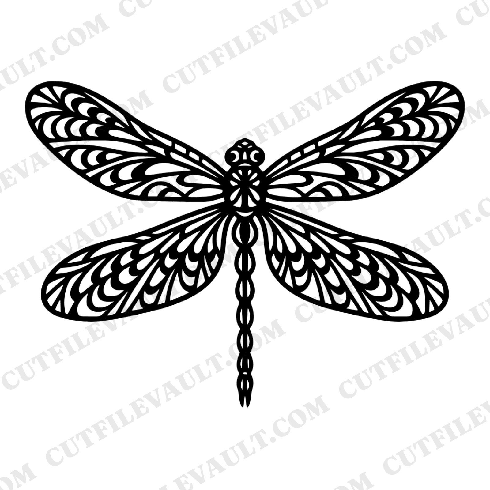 Summer Solstice Dragonfly SVG PNG Folk Art Symmetrical Papercut Design Retro 70s Groovy Cut File — view 1