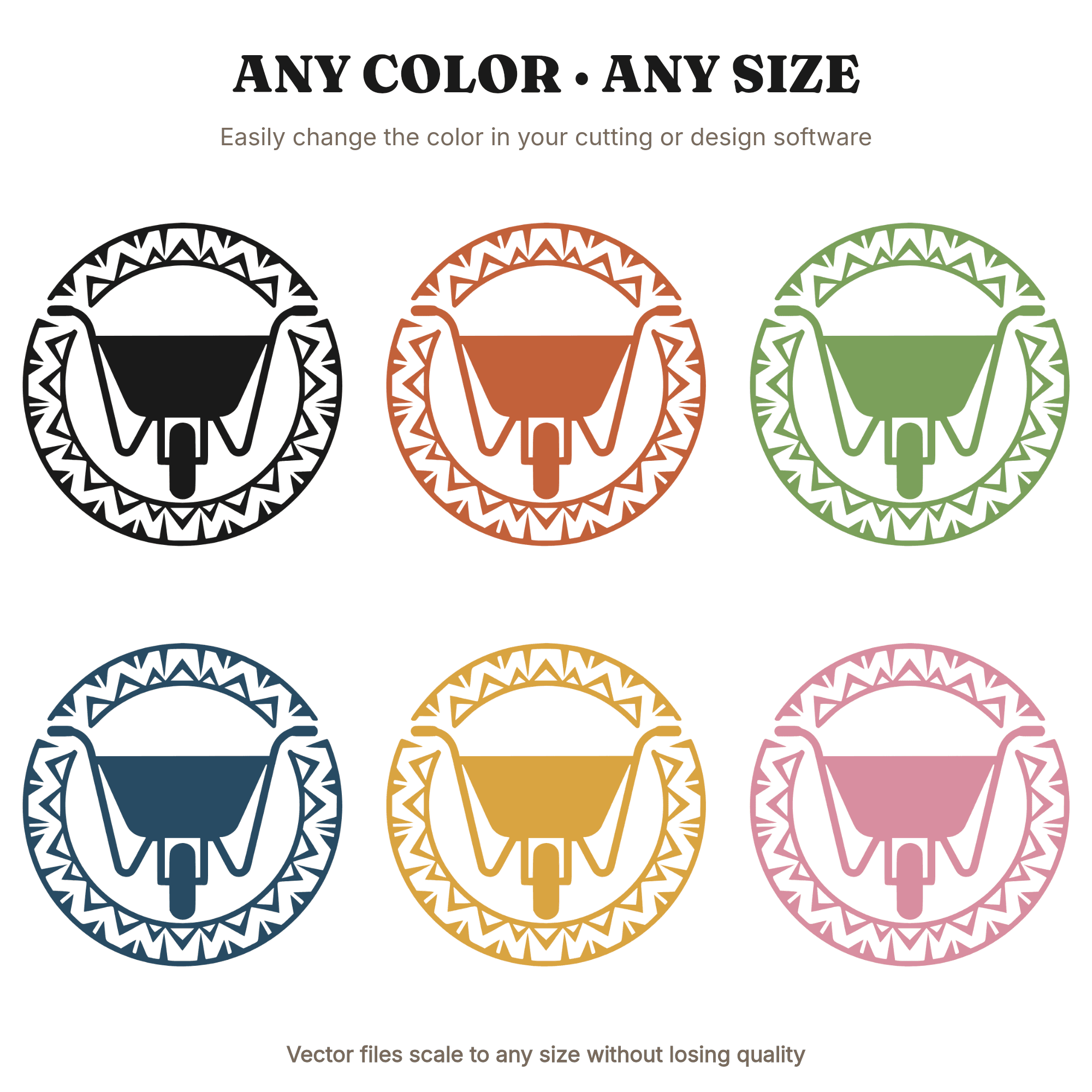 Labor Day Wheelbarrow SVG PNG Folk Art Medallion Cut File Art Deco Geometric Design Vinyl Decal — view 2