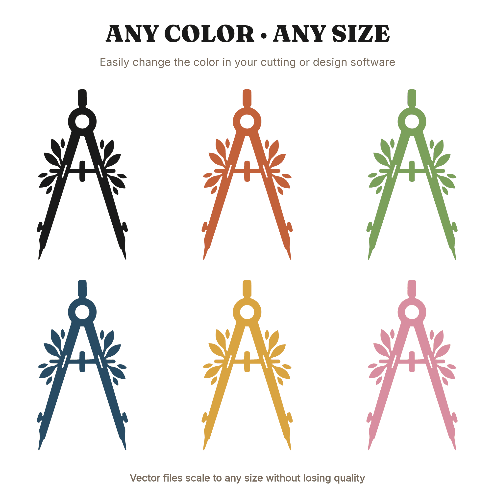 Vintage Botanical Drafting Compass SVG PNG Back to School Crafter Cut File Geometry Tools Design — view 2