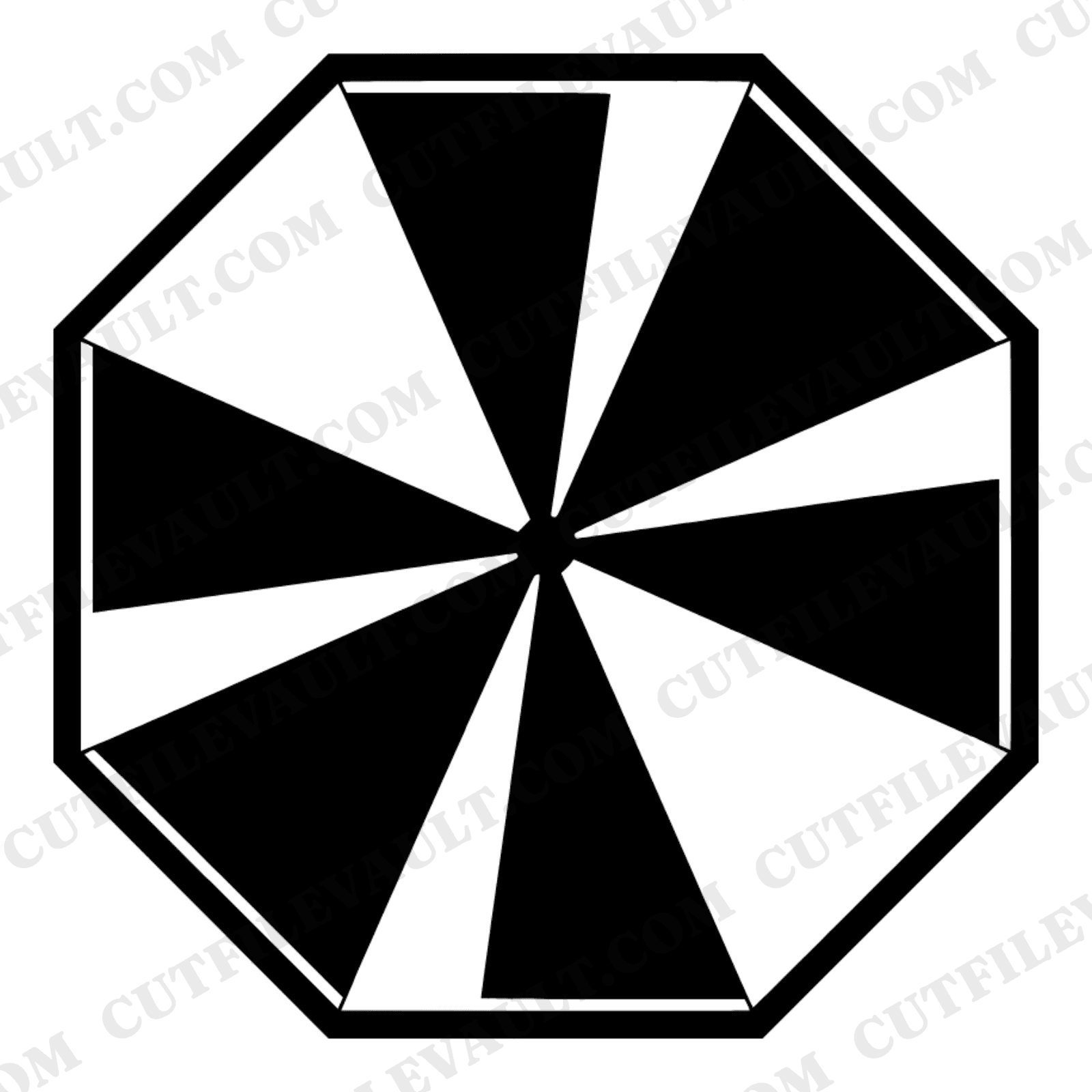 Art Deco Beach Umbrella SVG PNG, Overhead Sunburst View Cut File, Retro Summer Geometric Design — view 1
