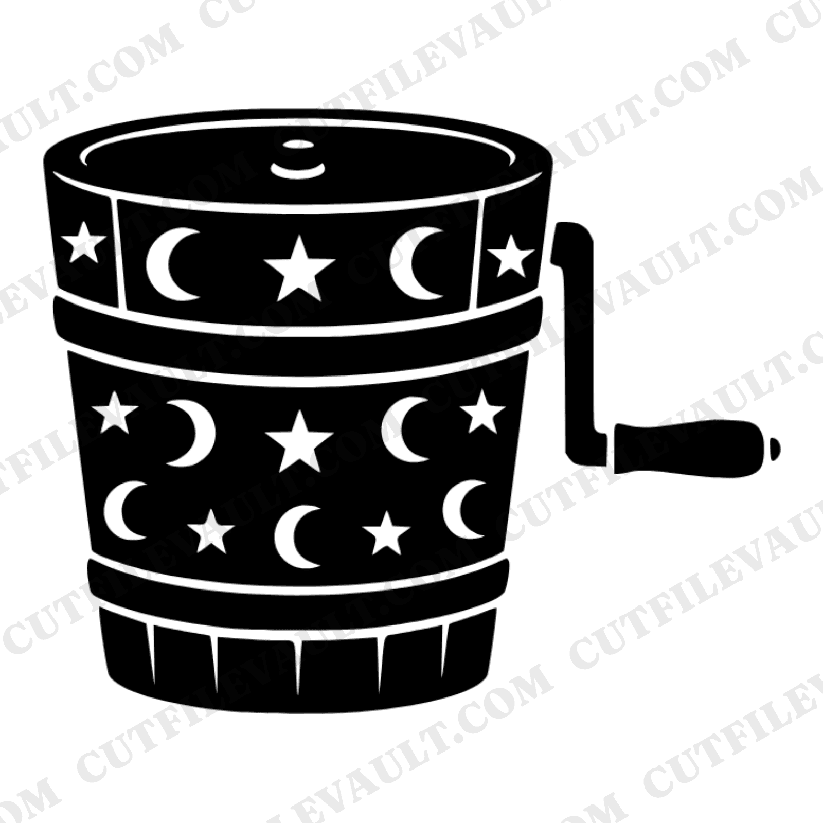 Celestial Ice Cream Churn SVG PNG, Vintage Moon Stars Hand Crank Churn Cut File for Cricut — view 1