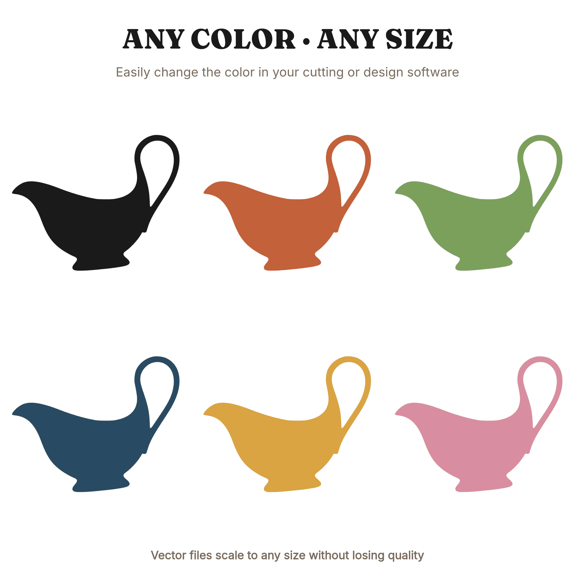 Mid Century Gravy Boat SVG PNG Pouring Silhouette Thanksgiving Fall Table Decor Cut File — view 2