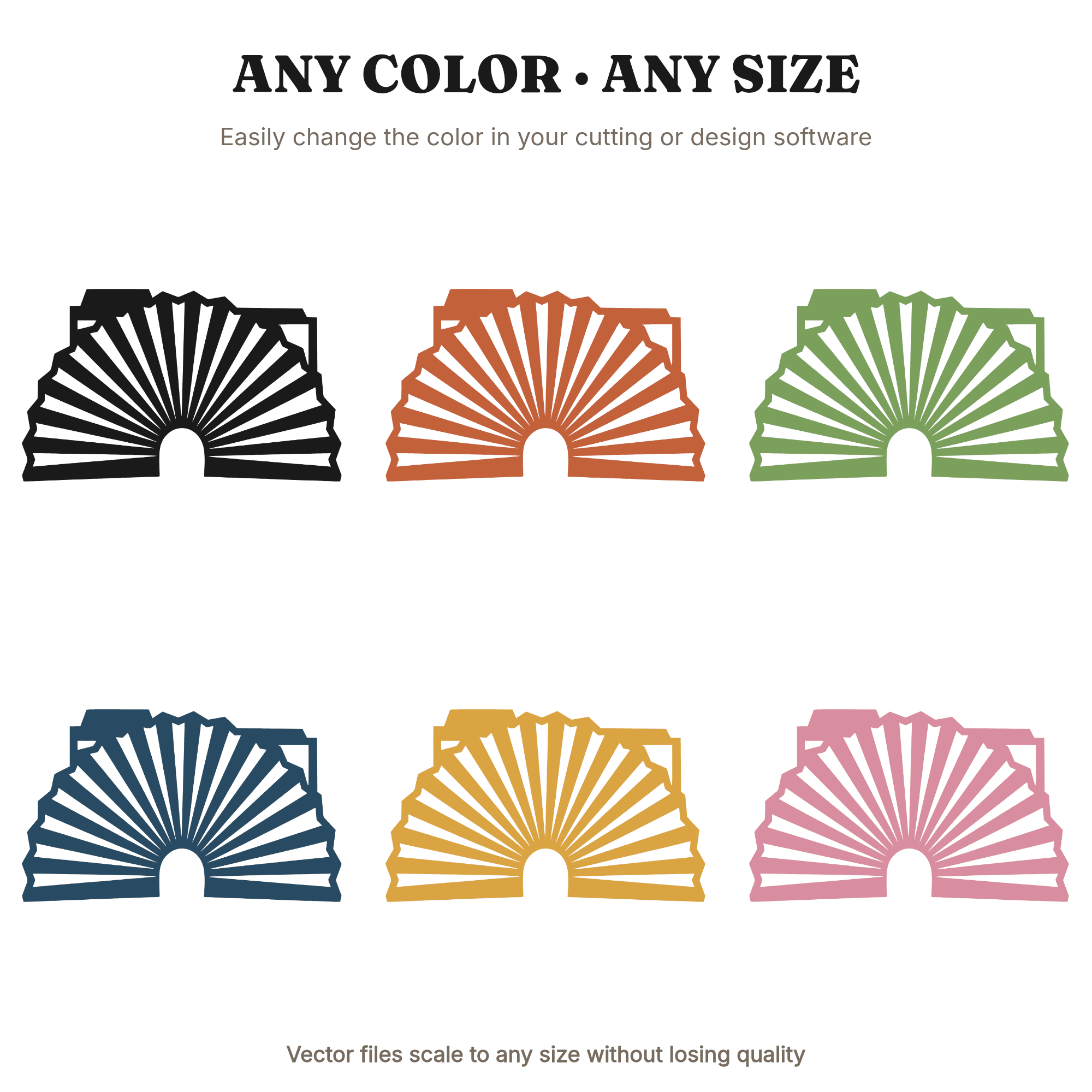 Accordion Folder Sunburst SVG PNG, Back to School Papercut Silhouette, Folk Art Cut File Design — view 2