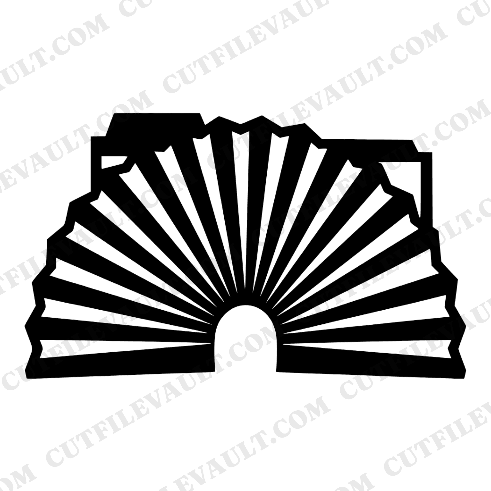 Accordion Folder Sunburst SVG PNG, Back to School Papercut Silhouette, Folk Art Cut File Design — view 1
