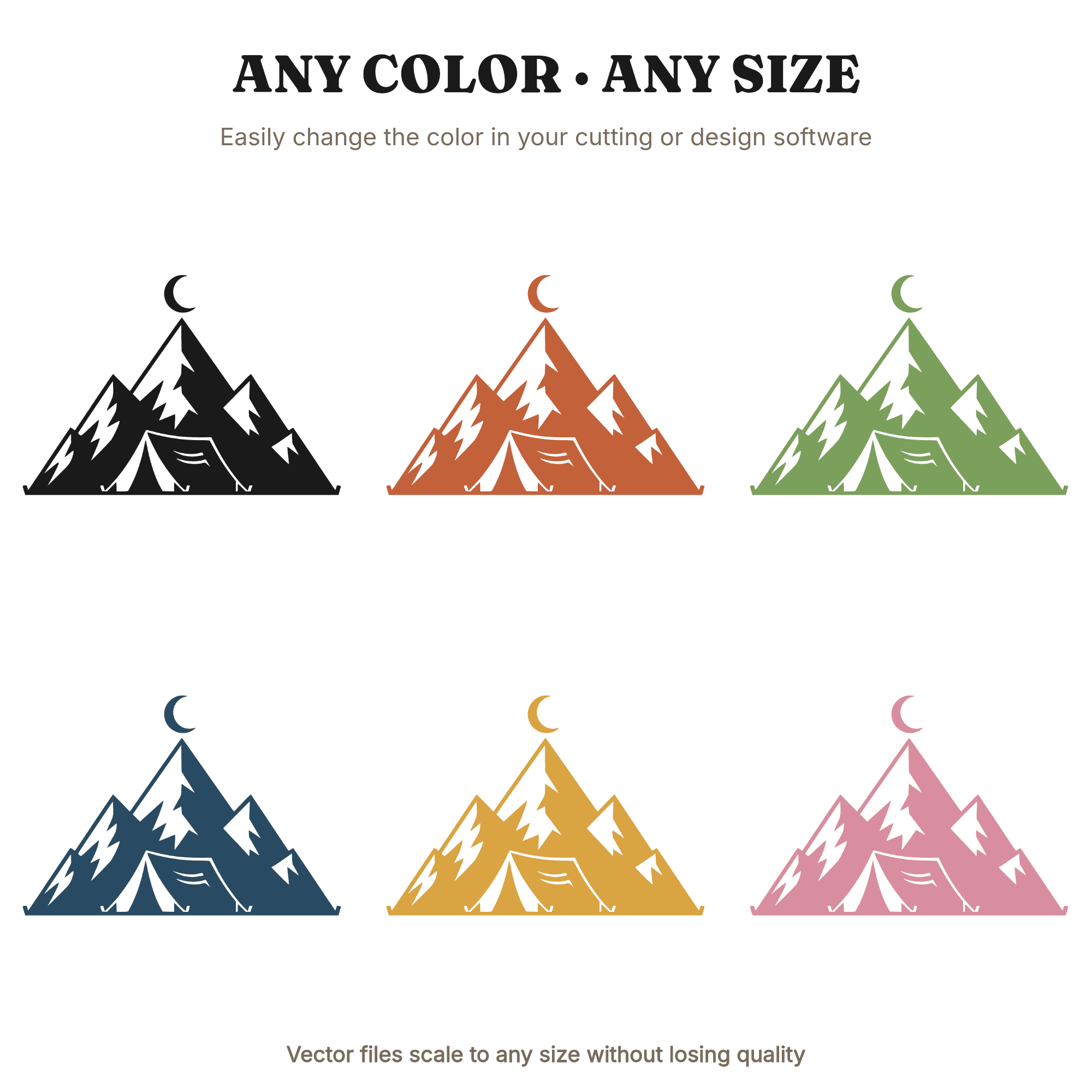Art Deco Camping Tent SVG PNG Mountain Moon Silhouette Cut File for Father's Day Outdoor Adventure — view 2