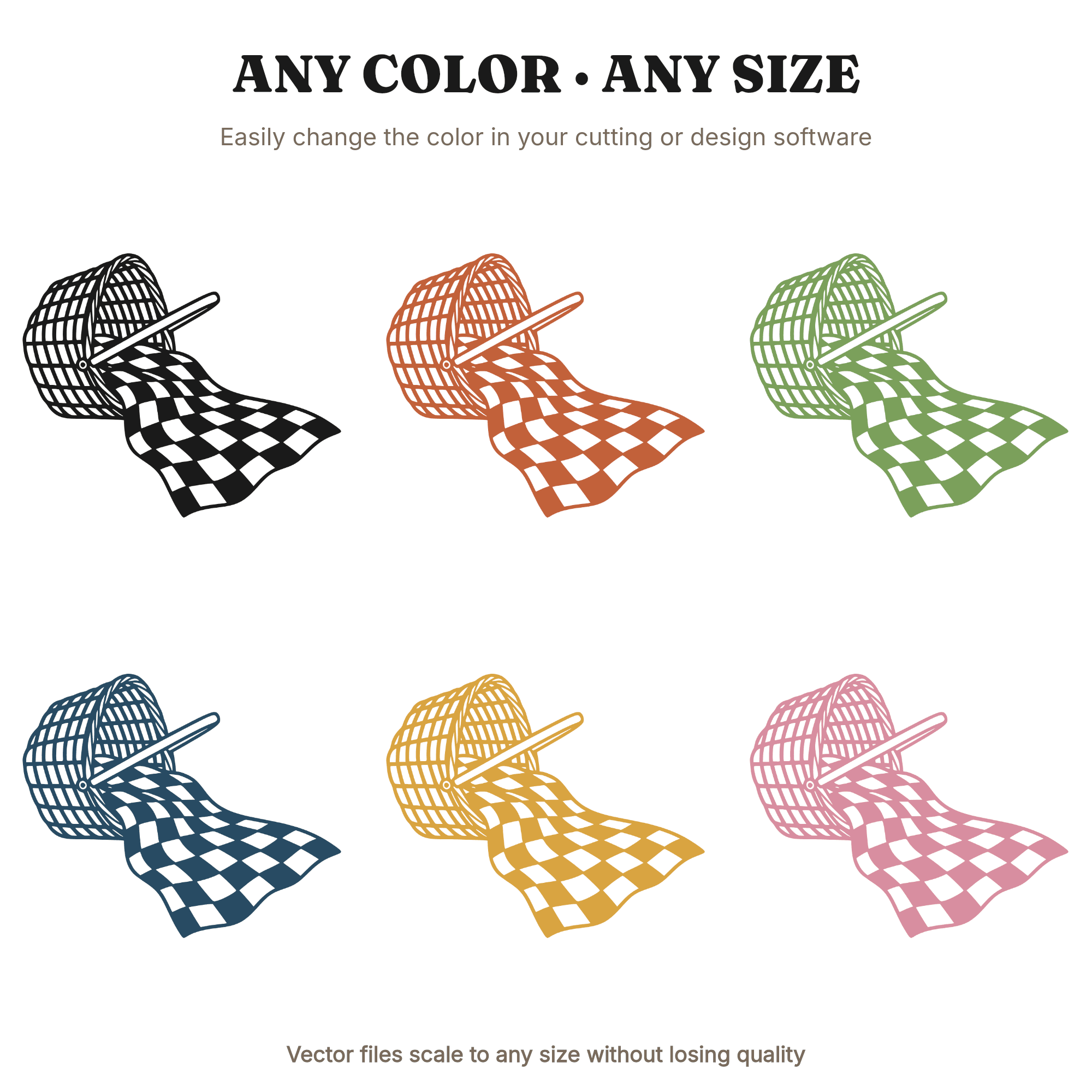 Picnic Basket SVG PNG, Tipped Basket with Checkered Blanket, Fourth of July SVG, Summer Picnic Cut File — view 2