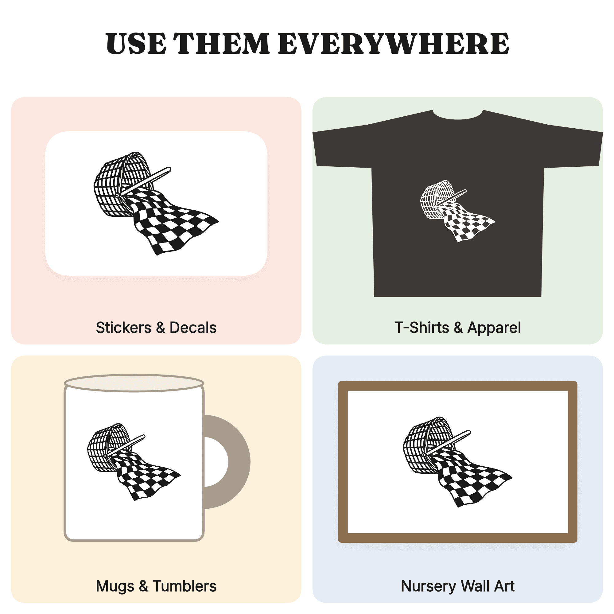 Picnic Basket SVG PNG, Tipped Basket with Checkered Blanket, Fourth of July SVG, Summer Picnic Cut File — view 3