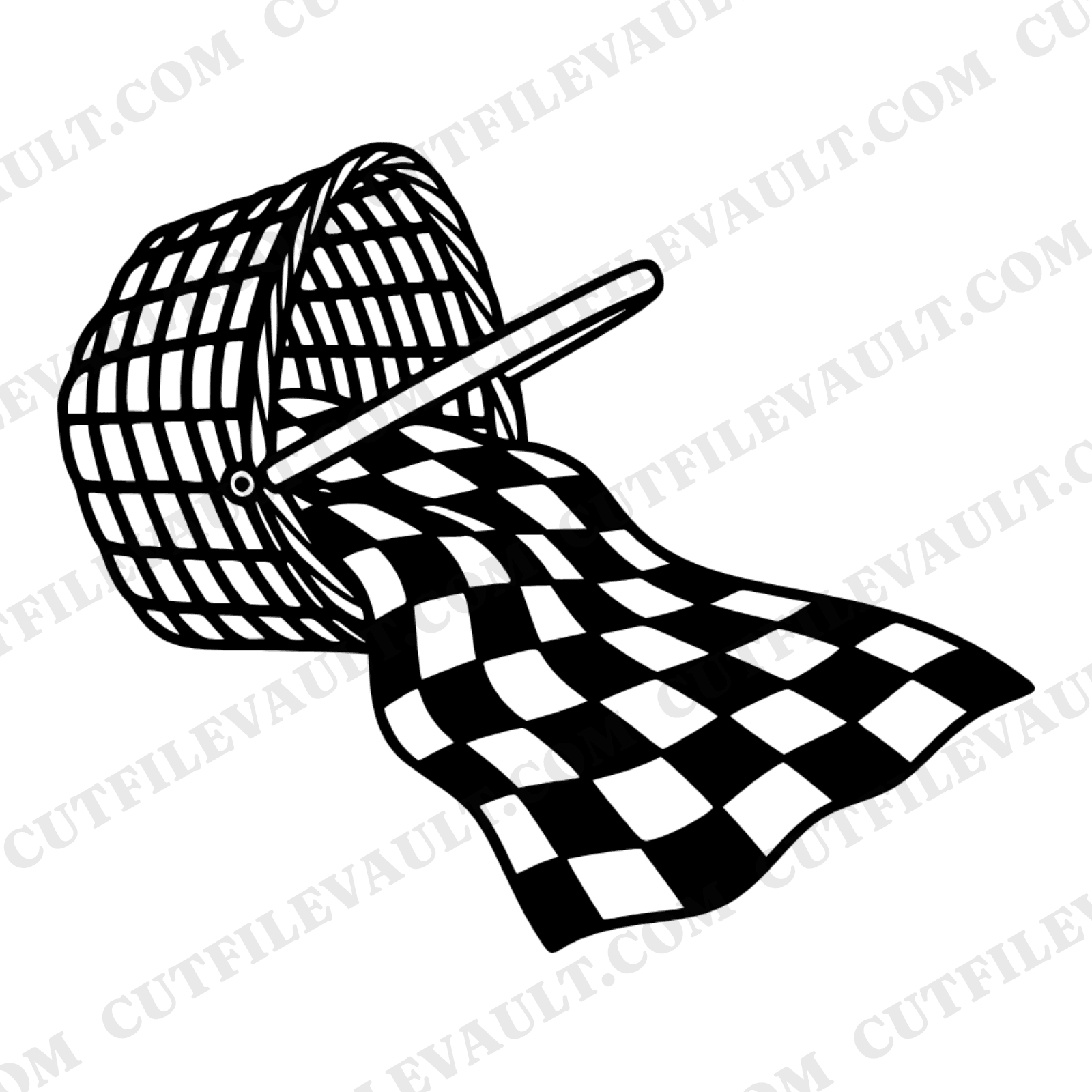 Picnic Basket SVG PNG, Tipped Basket with Checkered Blanket, Fourth of July SVG, Summer Picnic Cut File — view 1