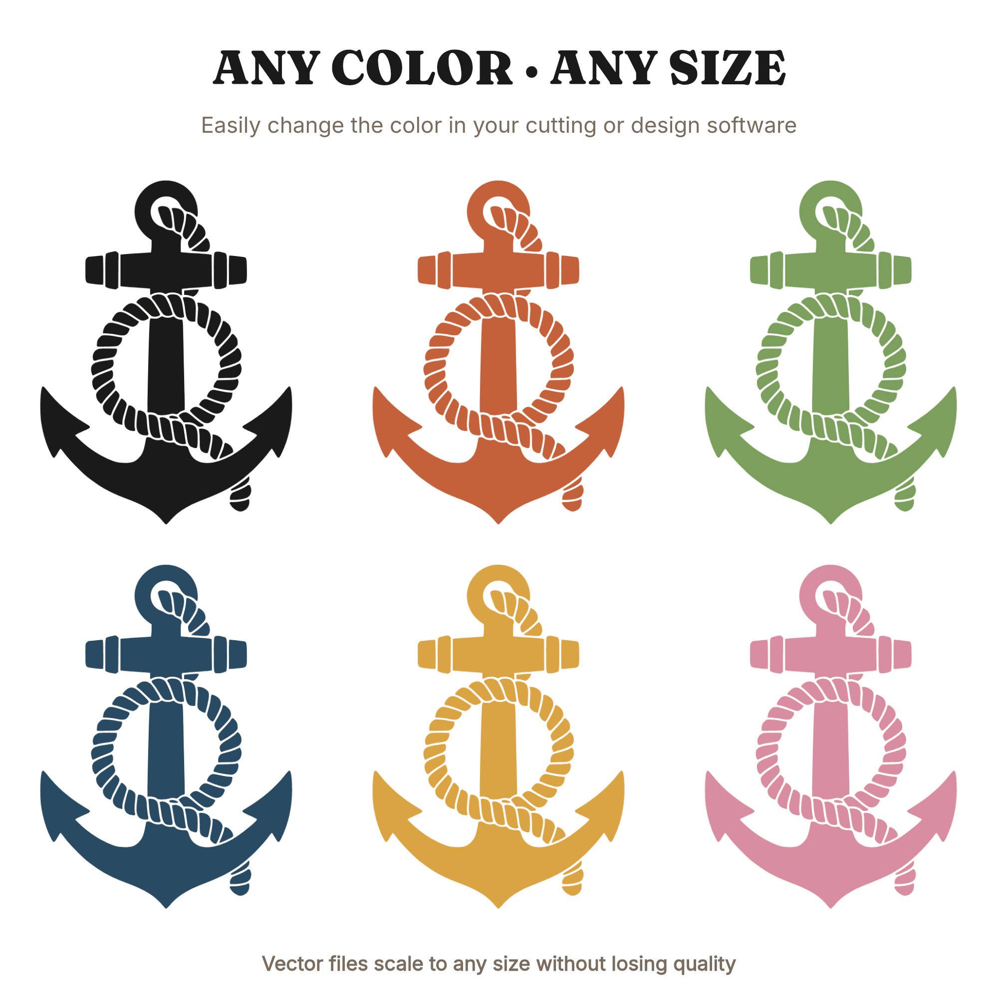 Nautical Anchor SVG PNG, Fathers Day Rope Anchor Cut File, Dad Ocean Sea Clipart, Marine Tattoo — view 2