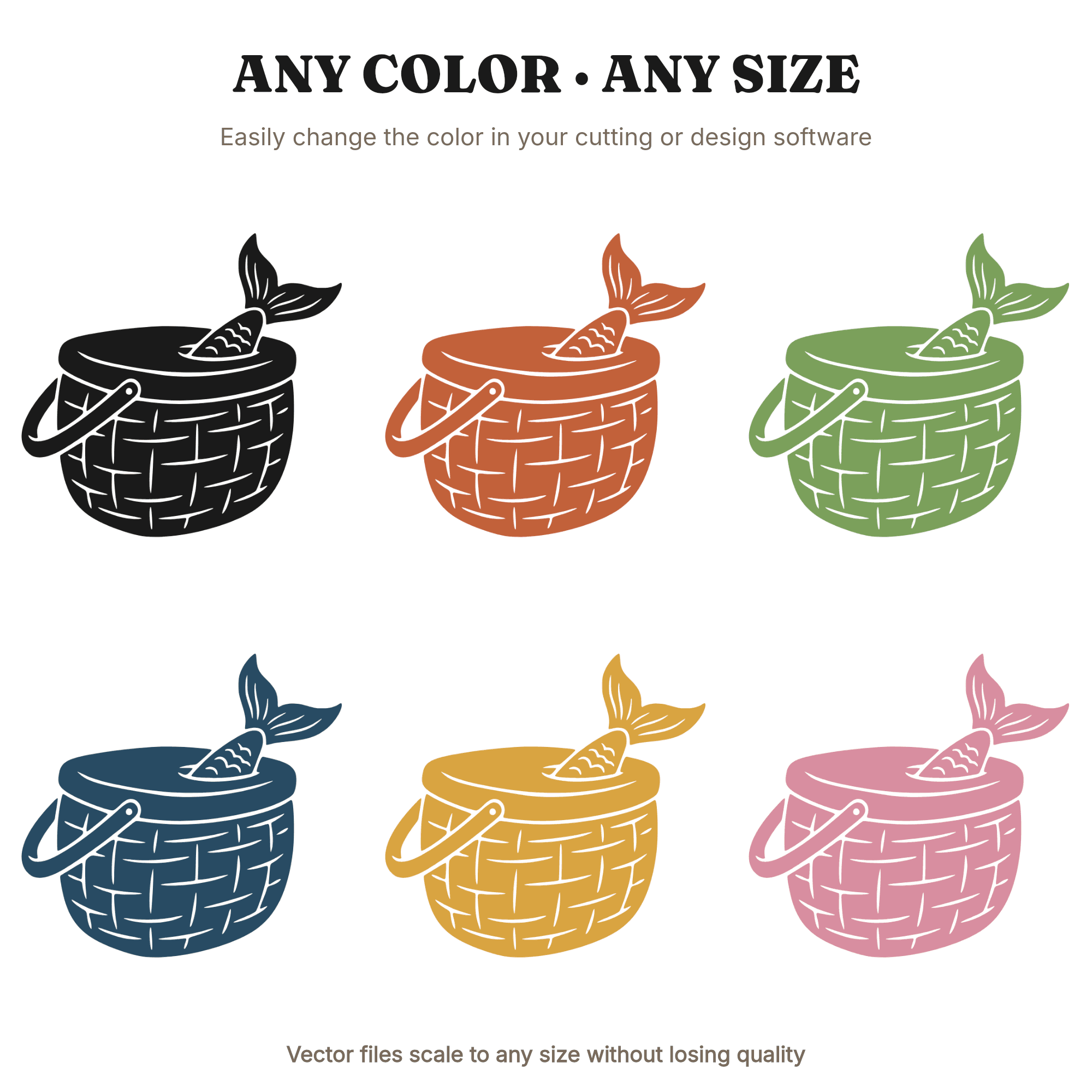 Fishing Creel SVG PNG, Fish Tail Basket Cut File, Father's Day SVG, Fisherman Gift Design — view 2