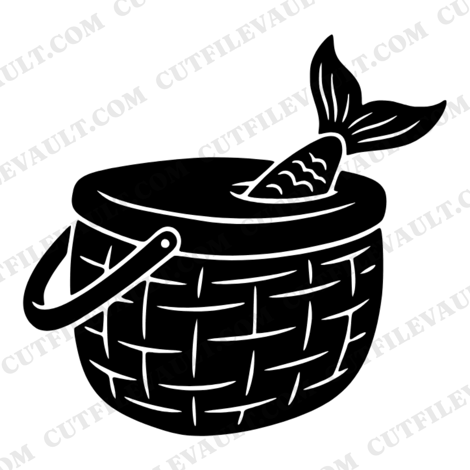 Fishing Creel SVG PNG, Fish Tail Basket Cut File, Father's Day SVG, Fisherman Gift Design — view 1