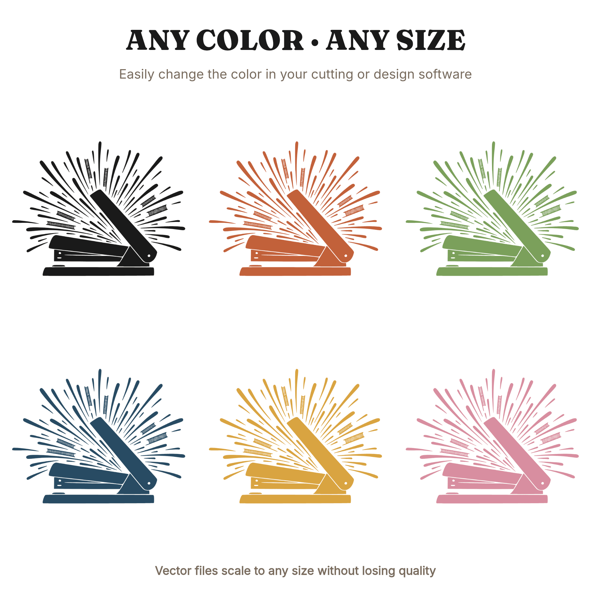 Open Stapler SVG PNG, Sunburst Back to School Cut File, Teacher Appreciation Craft Design — view 2