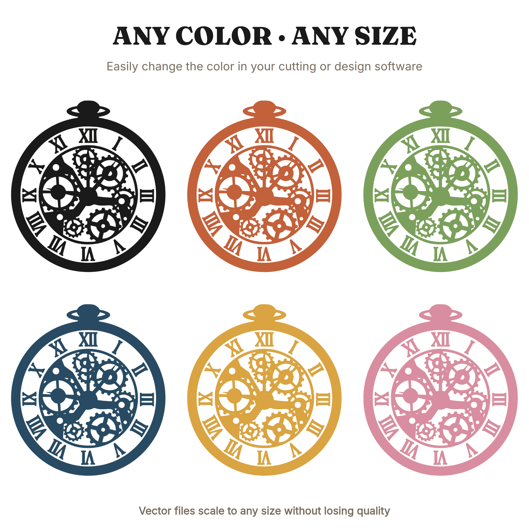 Steampunk Pocket Watch SVG PNG, Gears Back to School Cut File, Brutalist Time Management Design — view 2