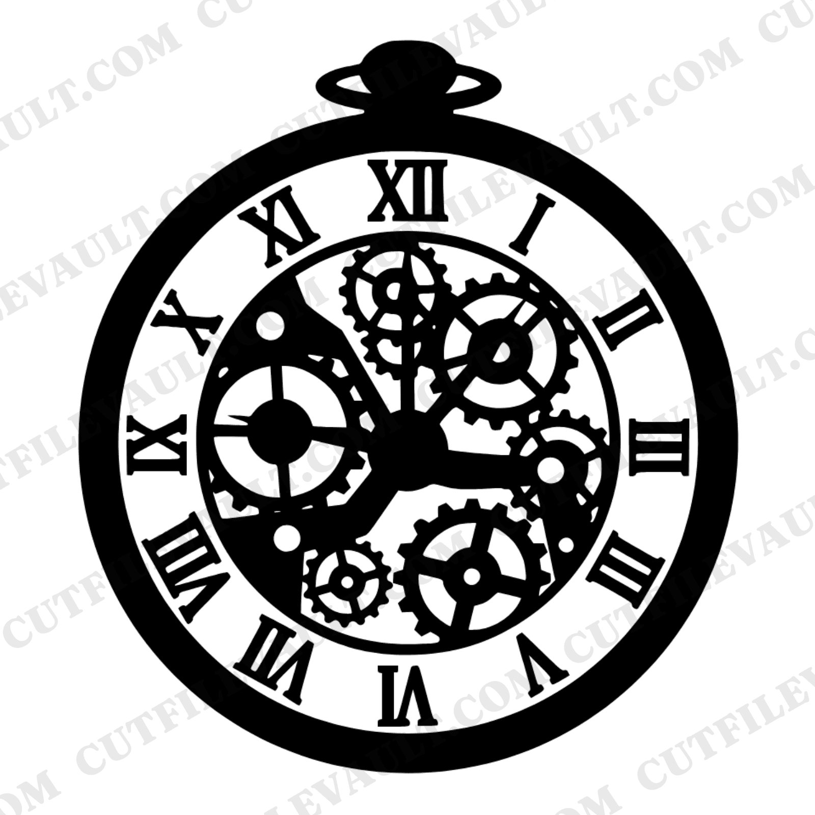 Steampunk Pocket Watch SVG PNG, Gears Back to School Cut File, Brutalist Time Management Design — view 1