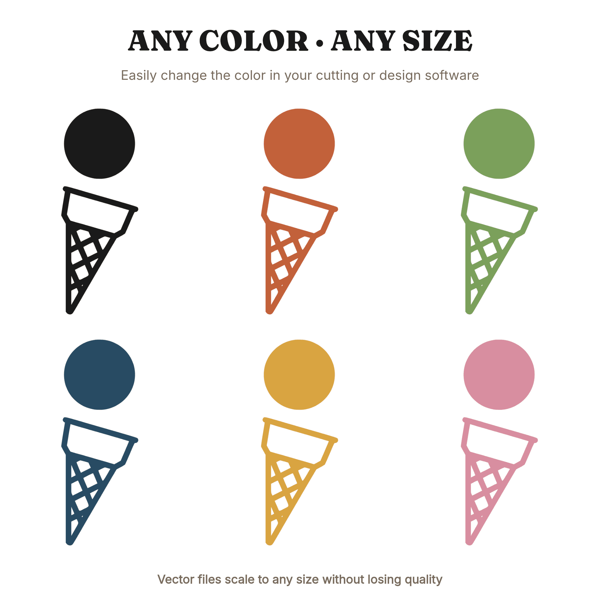 National Ice Cream Day SVG PNG, Tilted Cone Mid Fall Scoop Cut File, Summer Dessert Clipart — view 2