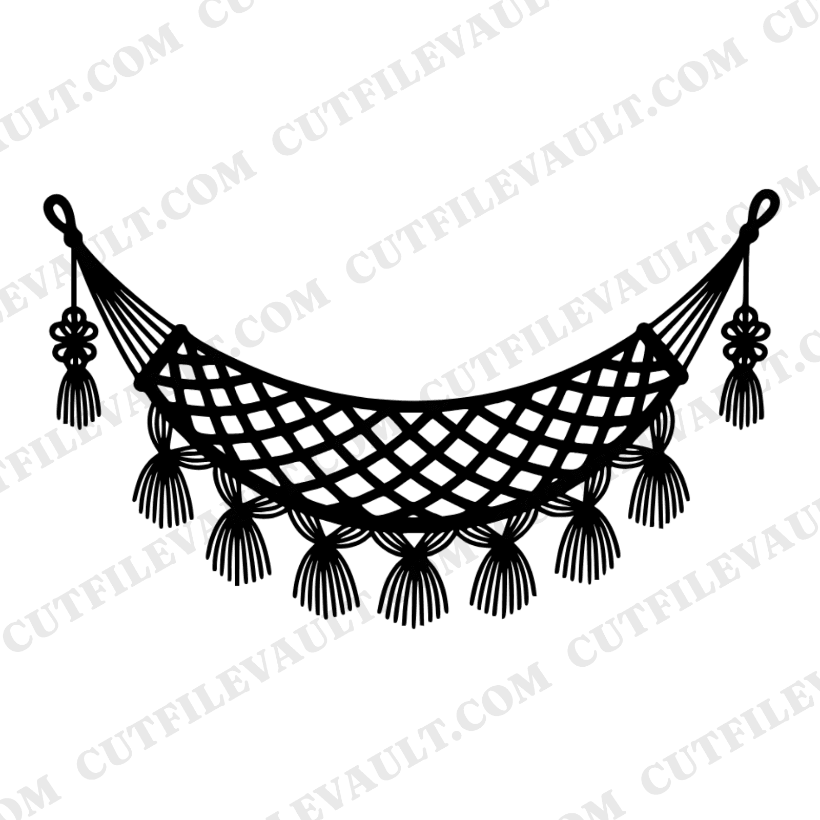 Crescent Hammock SVG PNG, Monogram Frame Cut File, Brutalist Rope Hammock Design, National Hammock Day — view 1