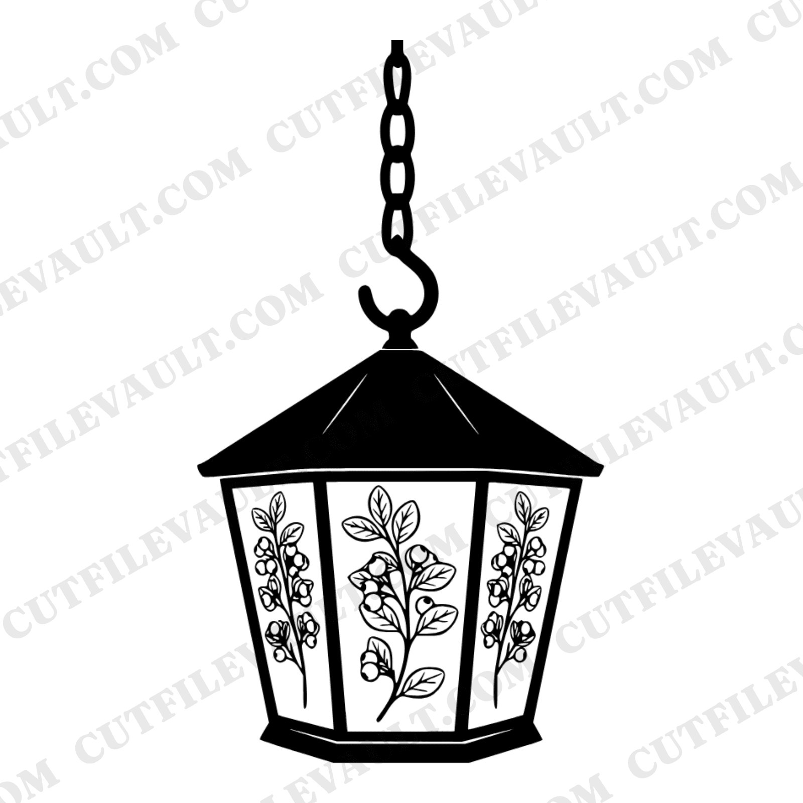 Colonial Lantern Blueberry Branch SVG PNG, Vintage Botanical Americana Cut File for Independence Day — view 1
