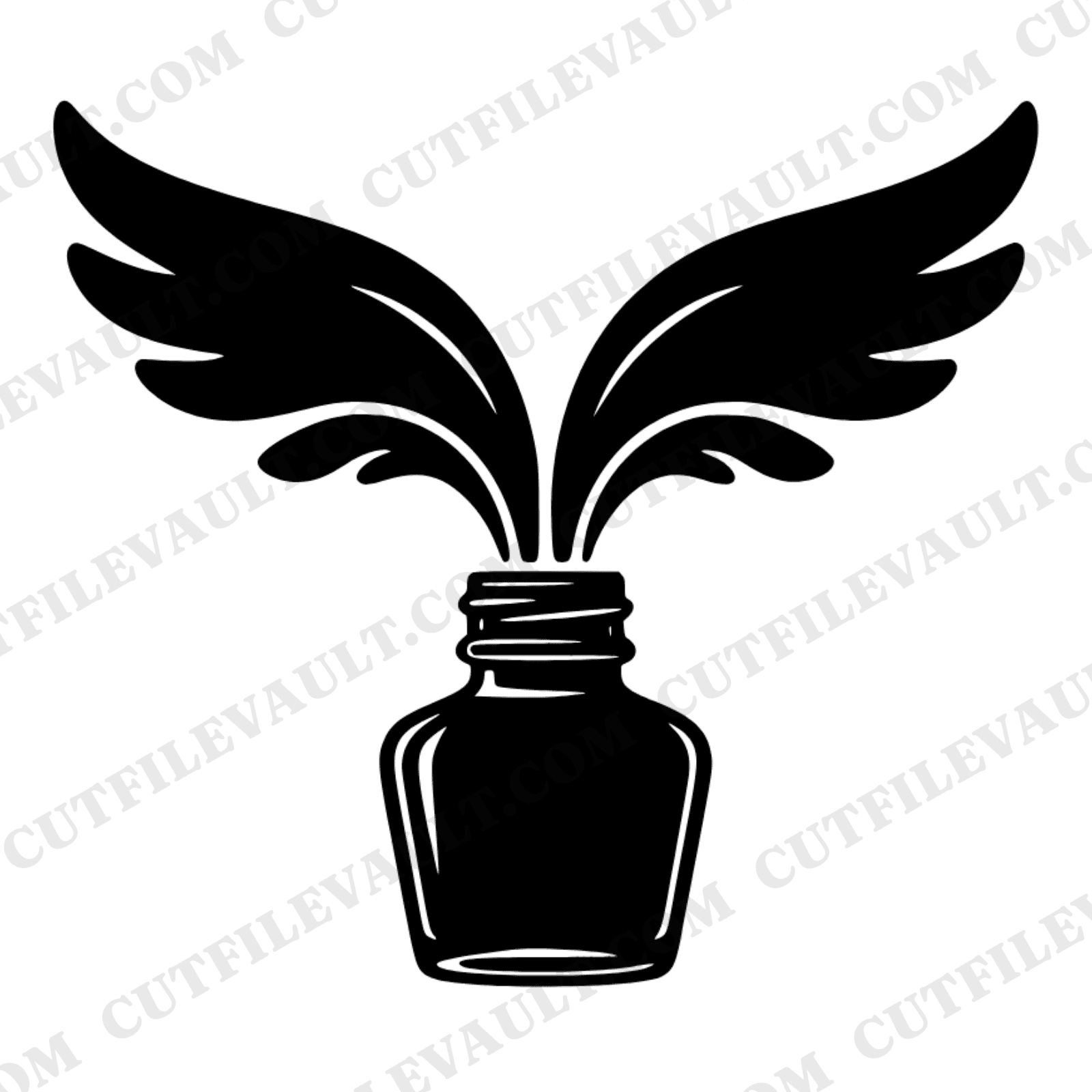 Vintage Ink Bottle SVG PNG, Boho Wing Splash Design, Teacher Appreciation Gift, Back to School Cut File — view 1