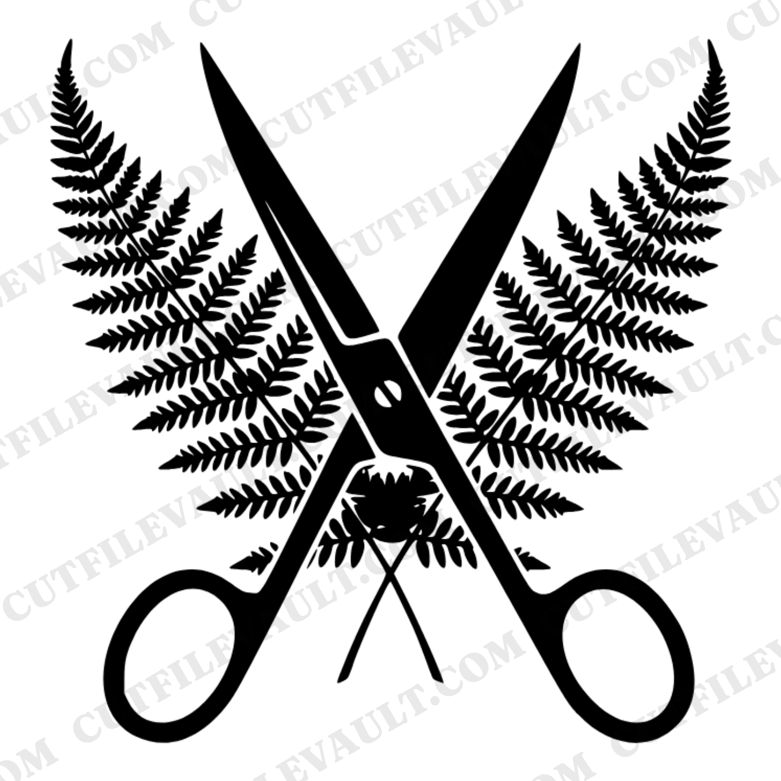 Dissection Scissors Fern SVG PNG, Herbarium Biology Science Cut File, Botanical Laboratory Design — view 1
