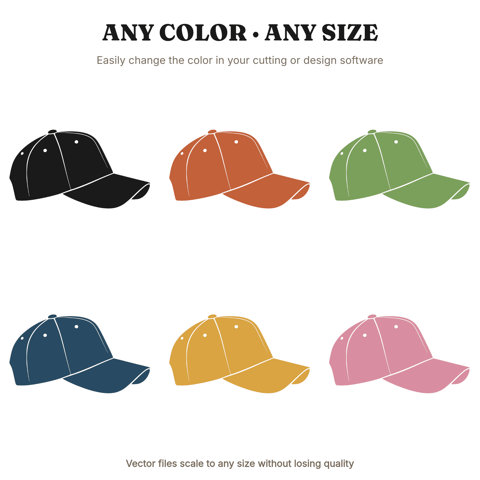 Baseball Cap SVG PNG Retro 70s Silhouette Cut File for Cricut Sports Team Mascot School Spirit — view 2