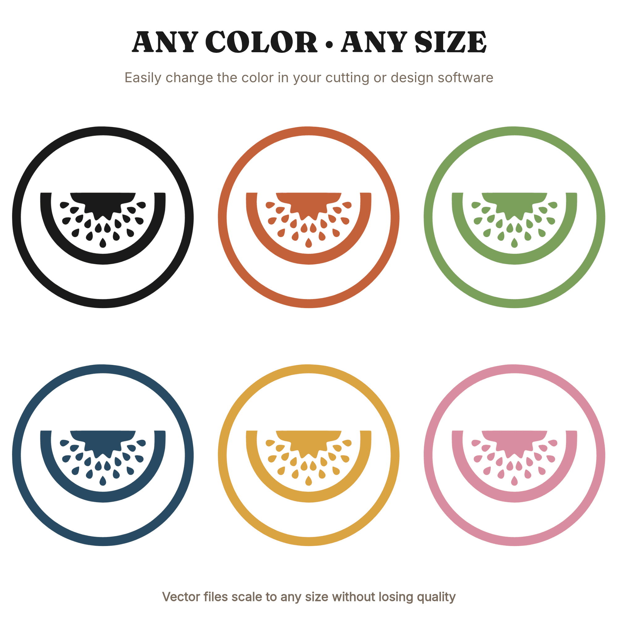 Mid Century Watermelon Slice SVG PNG, Retro Plate Overhead View, Boho Summer Fruit Cut File — view 2