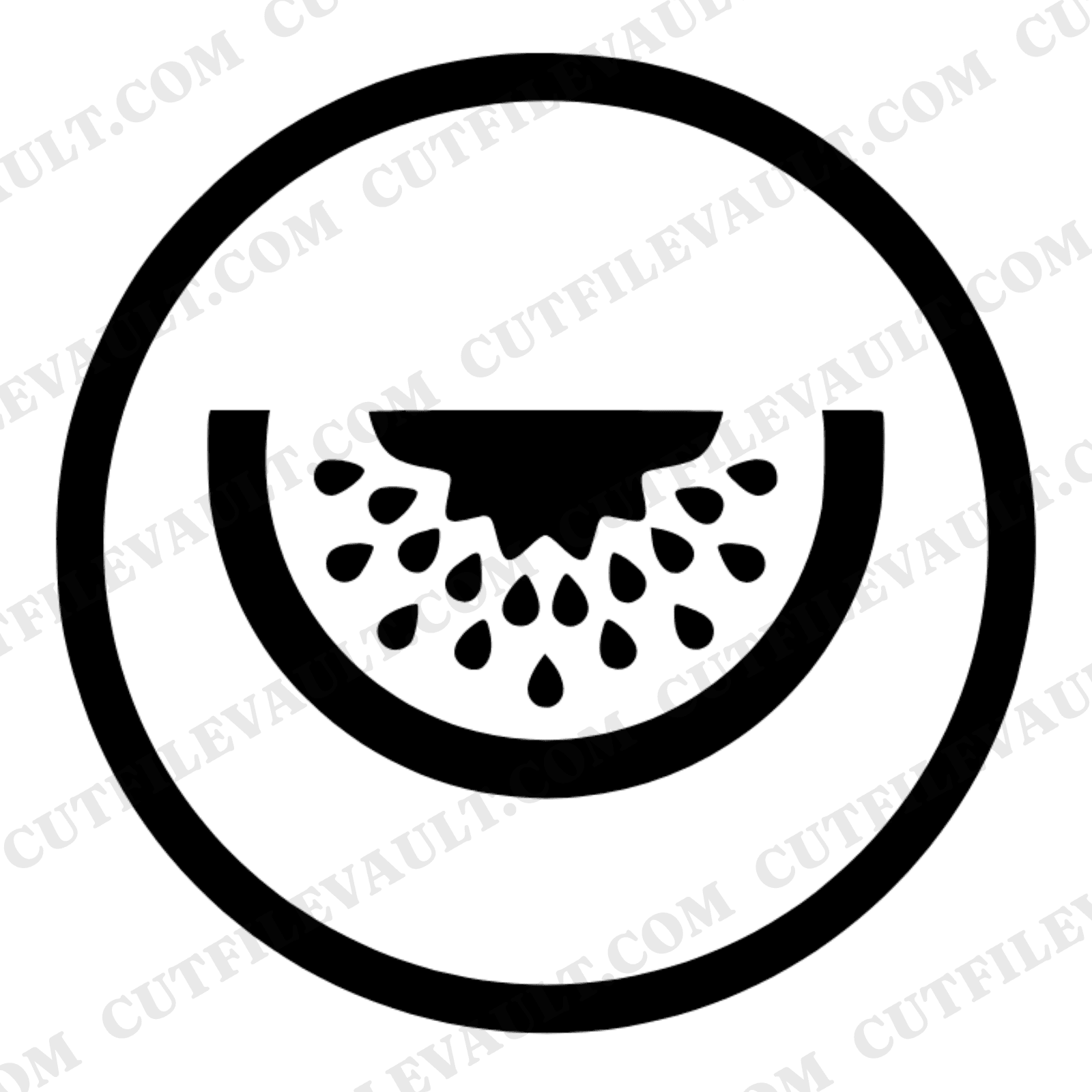 Mid Century Watermelon Slice SVG PNG, Retro Plate Overhead View, Boho Summer Fruit Cut File — view 1