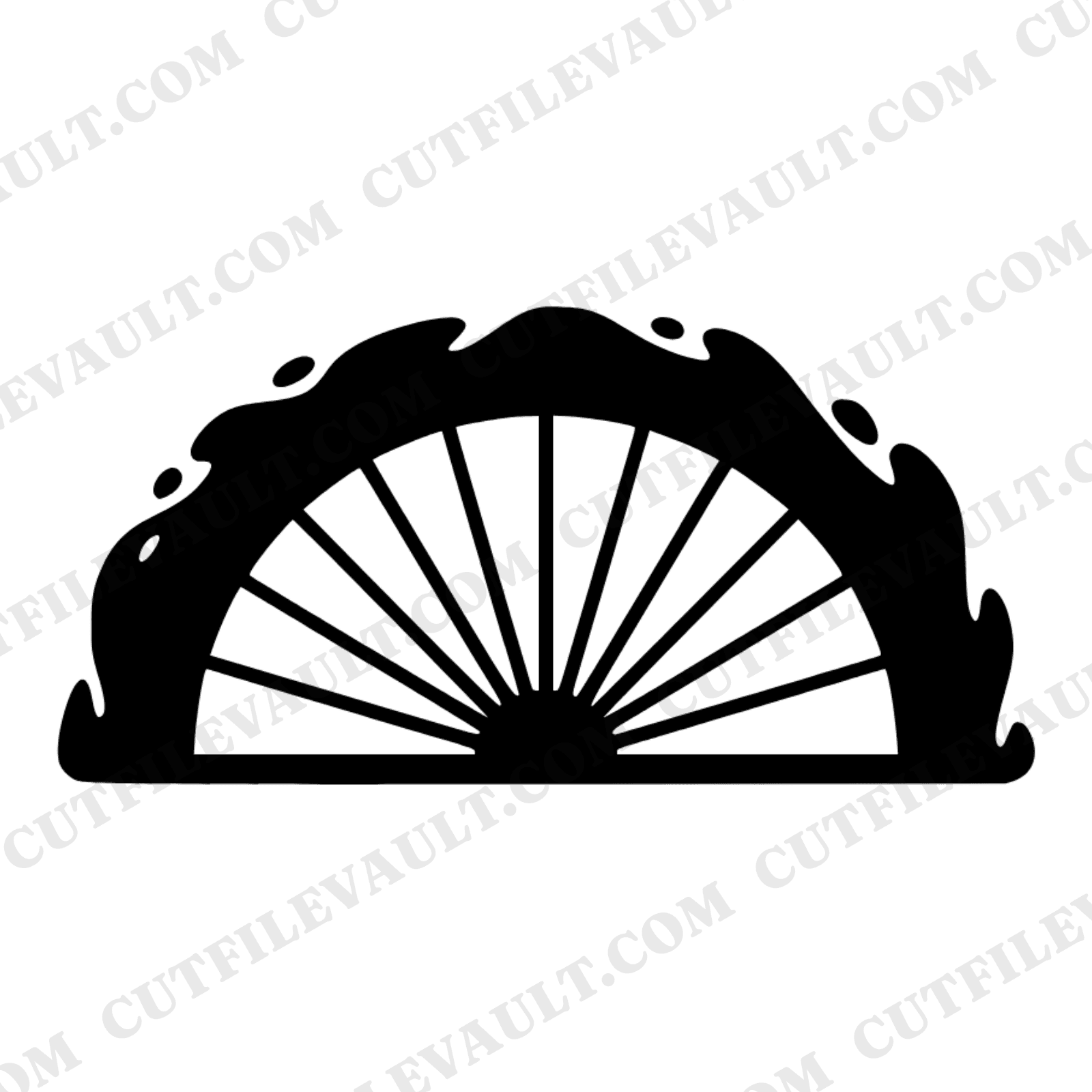 Geometric Sunburst Protractor SVG PNG, Vintage Math Tool Cut File, Back to School Design — view 1
