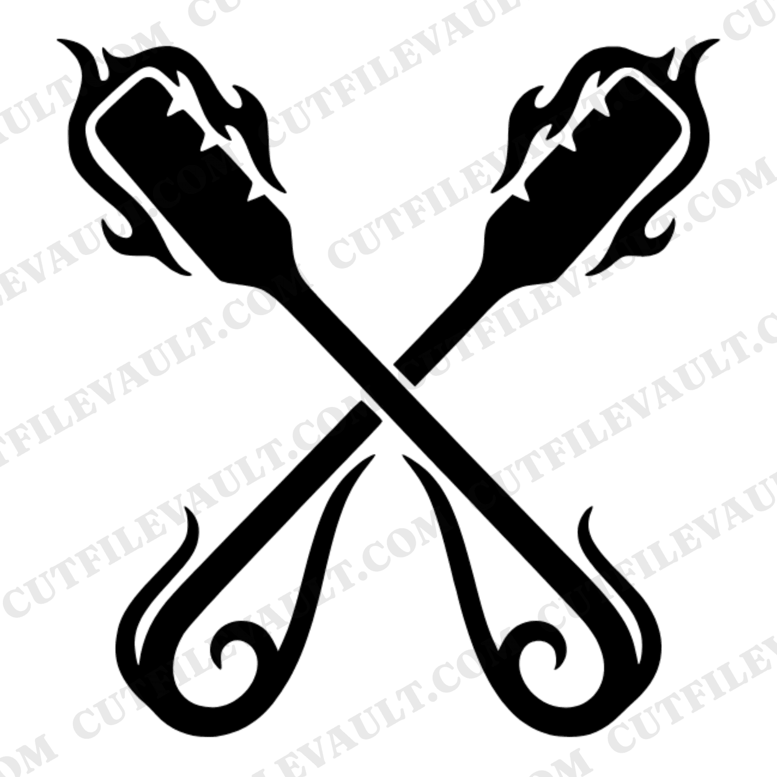 Art Nouveau BBQ Tongs SVG PNG, Father's Day Grilling Cut File, Flame Wisps Design, Barbecue Dad Gift — view 1