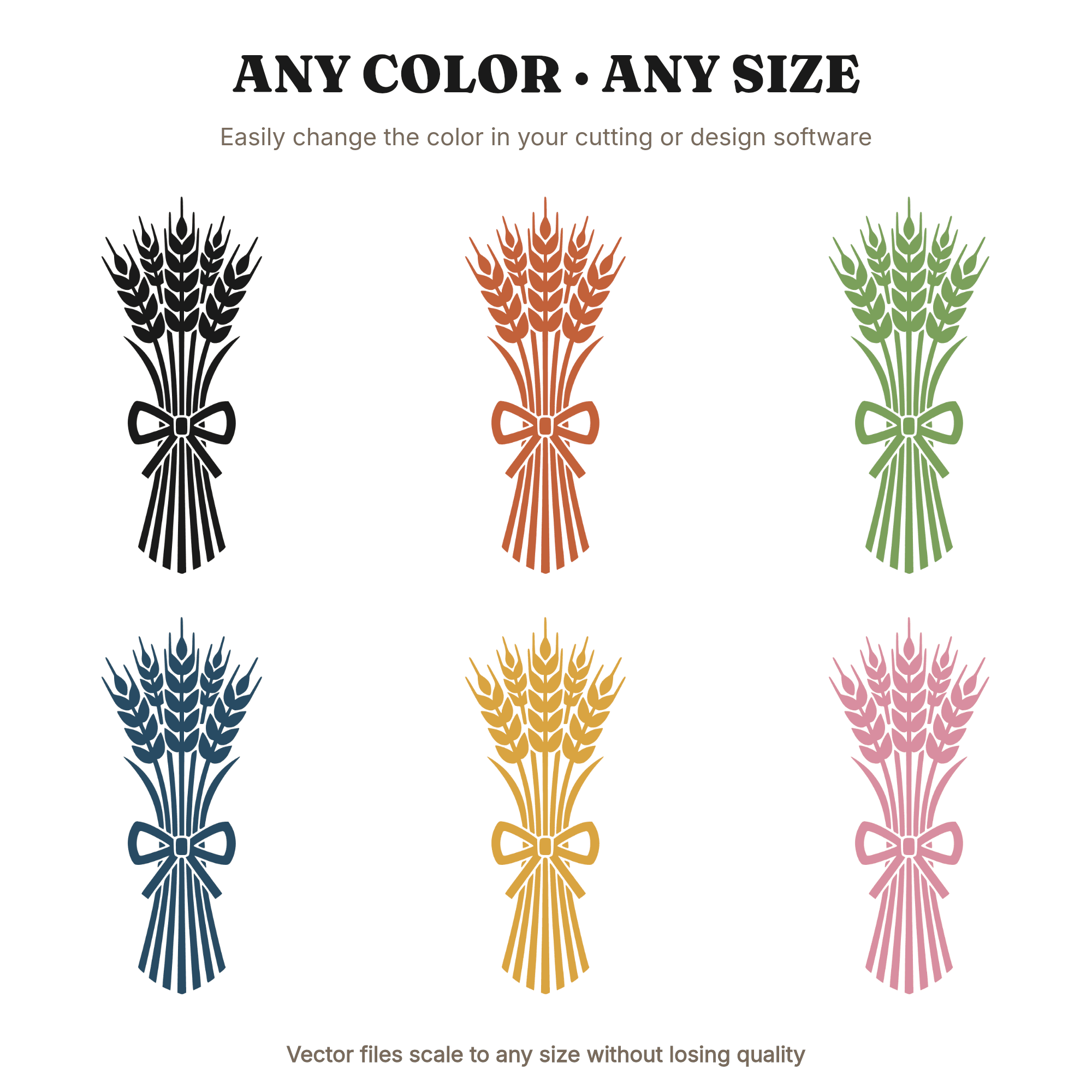Summer Solstice Wheat Bundle SVG PNG, Harvest Sheaf Silhouette Cut File, Brutalist Farm Design — view 2
