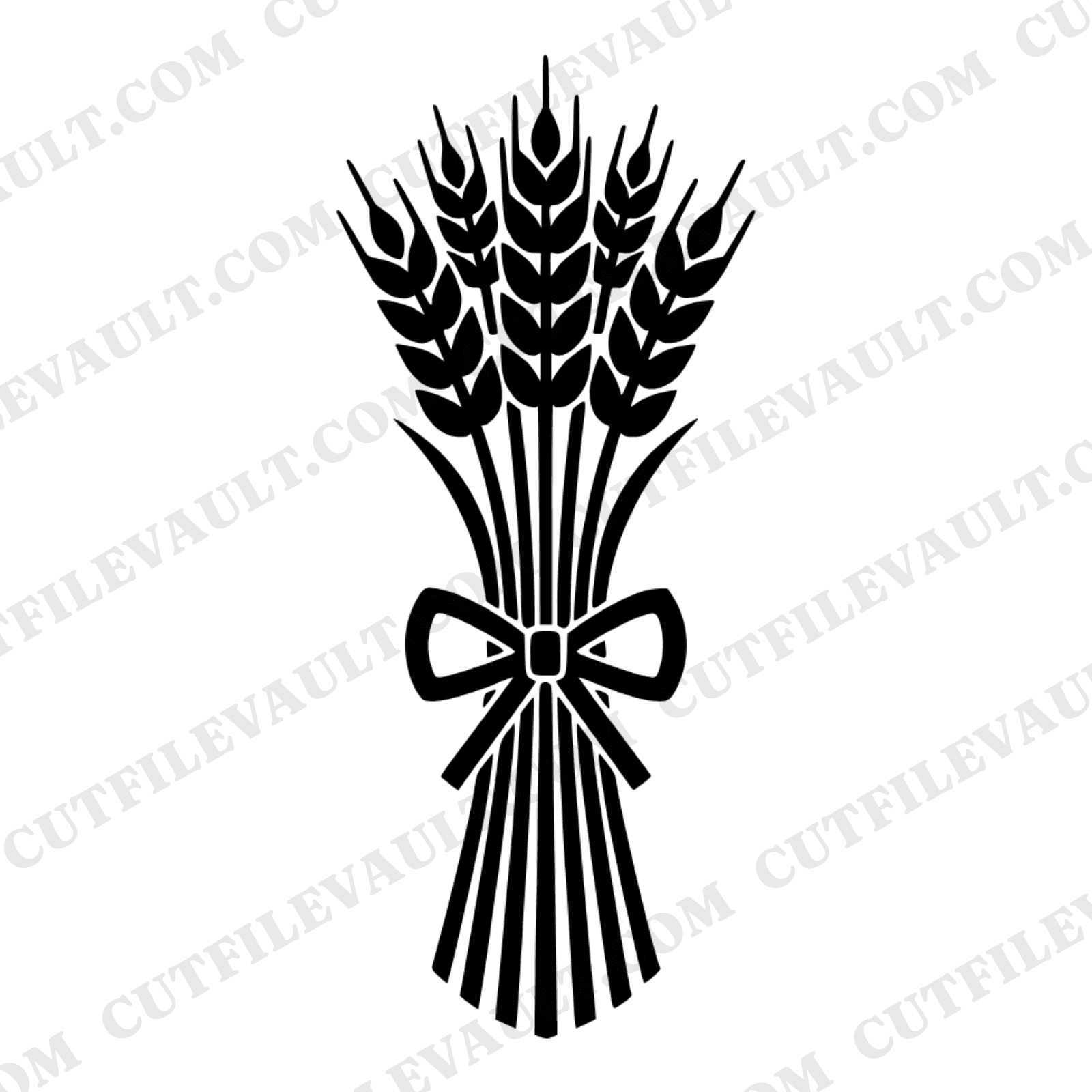 Summer Solstice Wheat Bundle SVG PNG, Harvest Sheaf Silhouette Cut File, Brutalist Farm Design — view 1