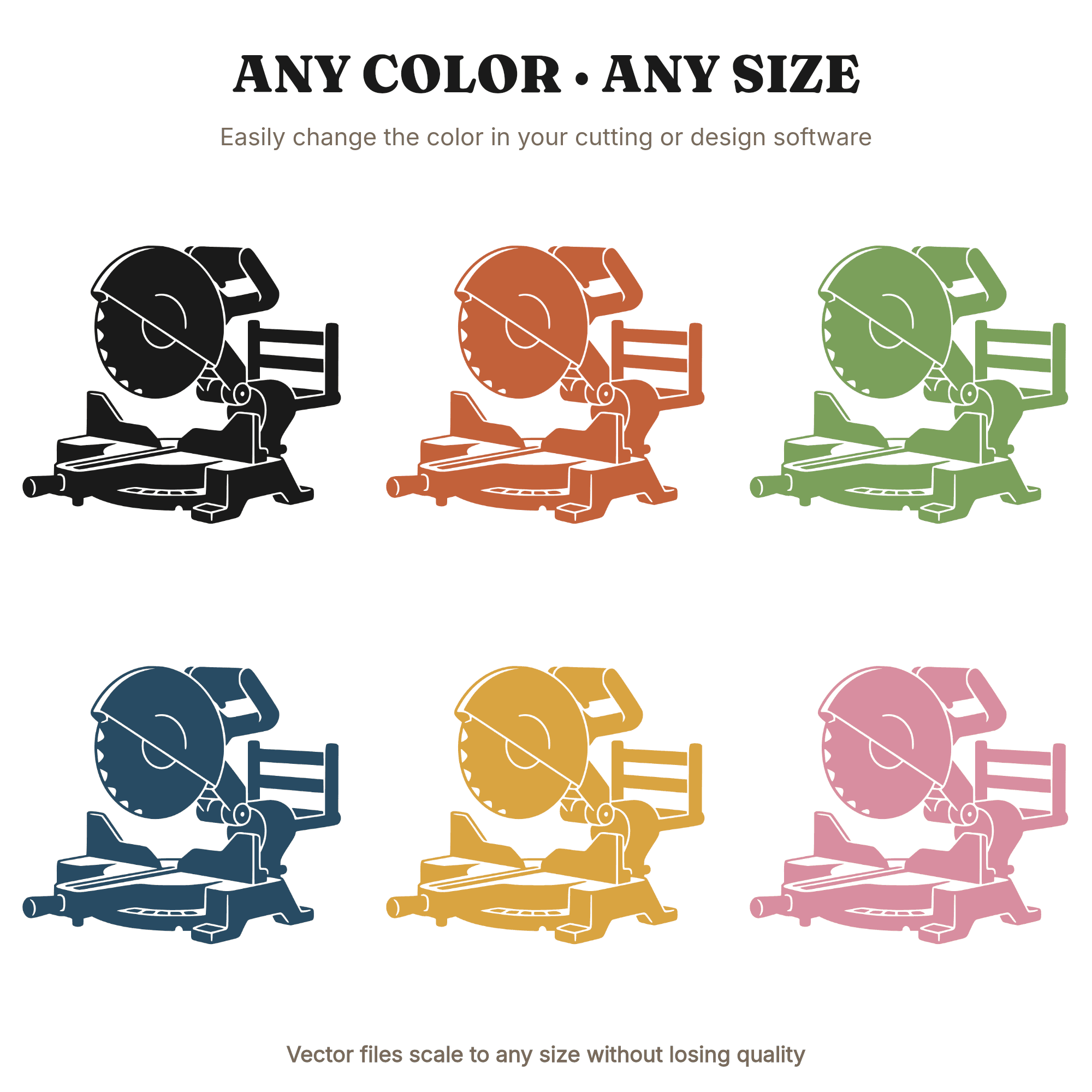 Miter Saw SVG PNG Father's Day Workshop Dad Craftsman Tool Cut File Mid Century Silhouette — view 2