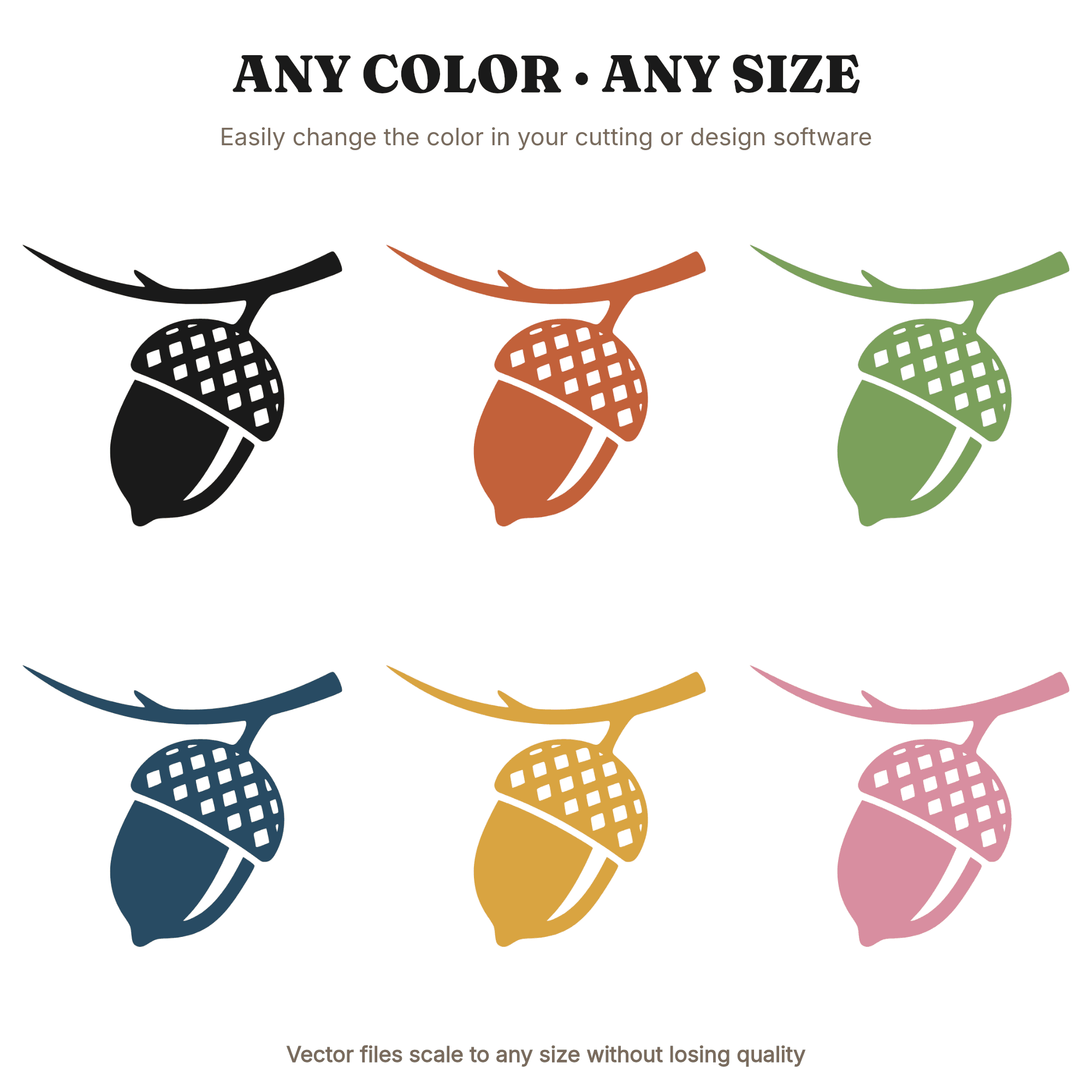 Autumn Equinox Acorn SVG PNG, Mid Century Fall Acorn Cut File, Minimalist Autumn Decor Design — view 2